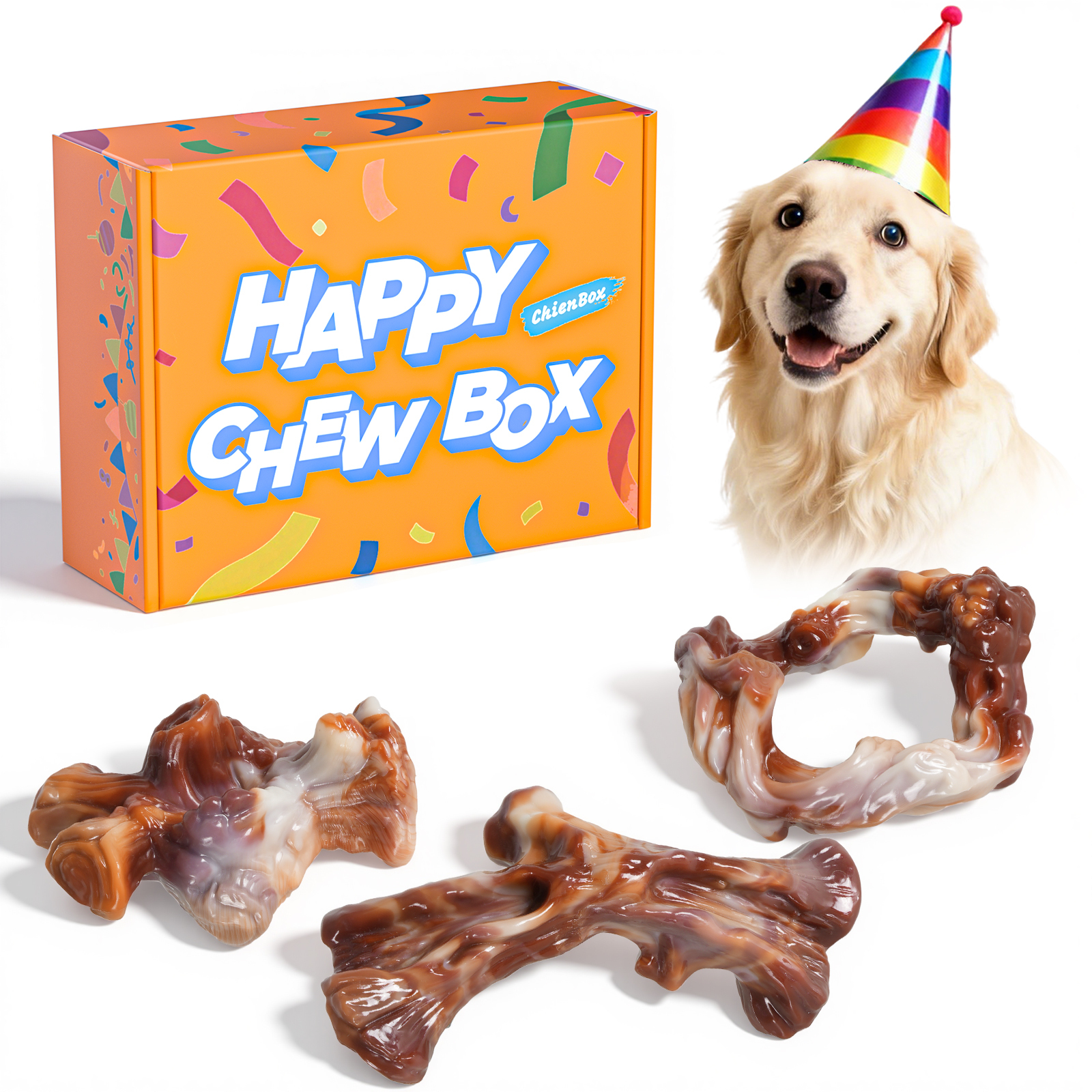 Dog Toys for Aggressive Chewers: Gift Box with 3 Pack Dog Chew Toys
