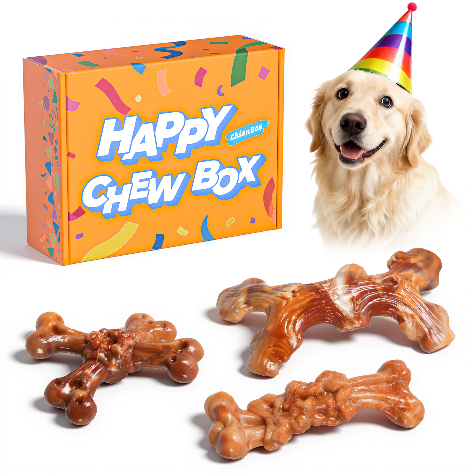 Dog Toys for Aggressive Chewers: Gift Box with 3 Pack Dog Chew Toys
