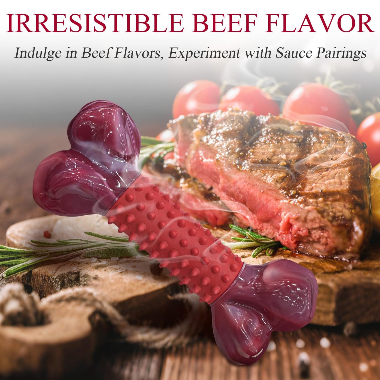 Apasiri Dog Toys for Aggressive Chewers with Beef Flavor: 4-Pack Dog Bones for Large Dogs