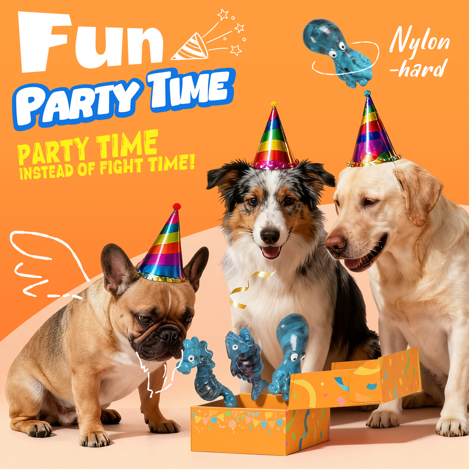 Dog Toys for Aggressive Chewers: Gift Box with 3 Pack Dog Chew Toys