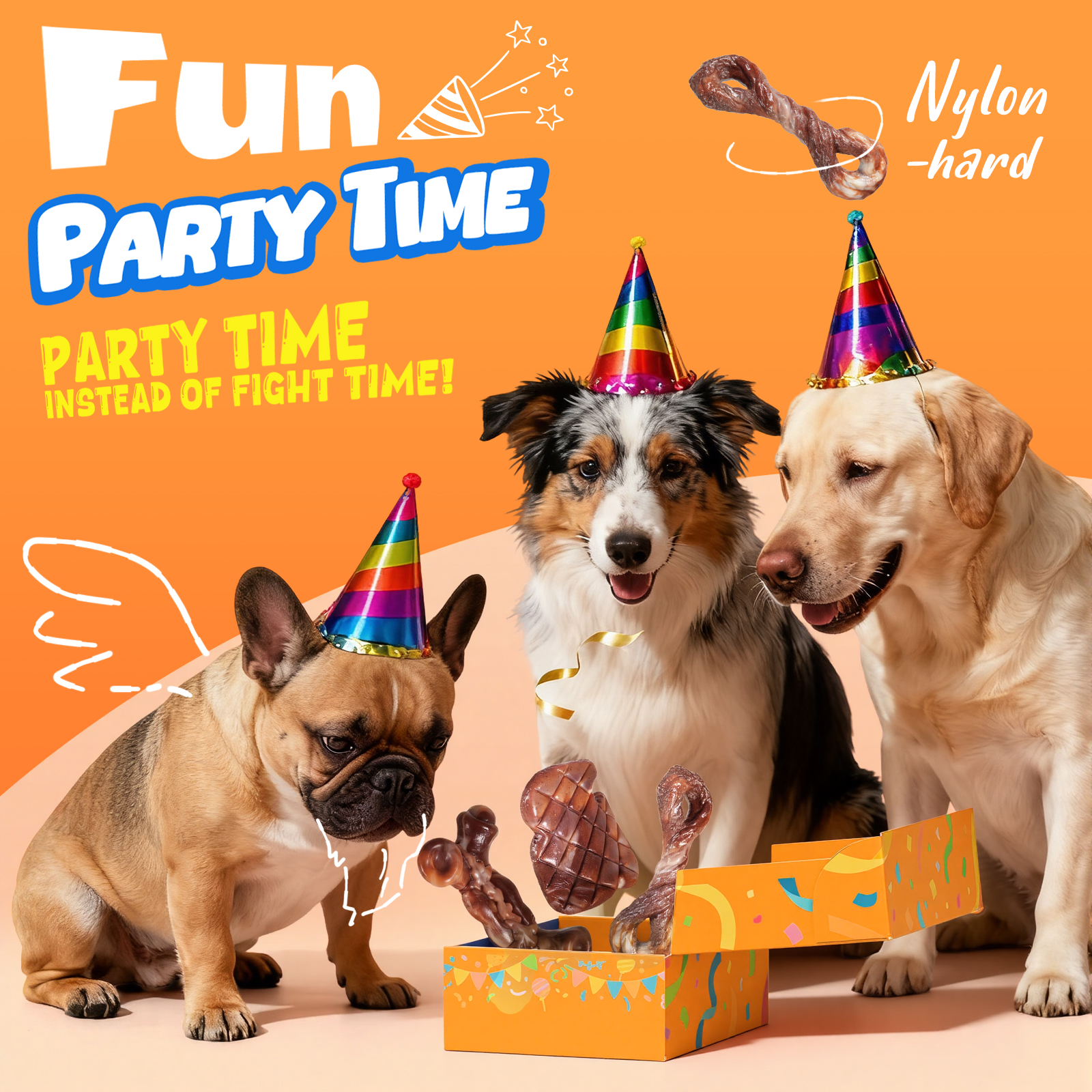 Dog Toys for Aggressive Chewers: Gift Box with 3 Pack Dog Chew Toys