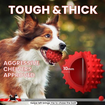 Apasiri Beef-Flavored Durable Dog Ball for Aggressive Chewers, Tough Squeaky Rubber Toy for Pitbulls Large & Medium Breeds