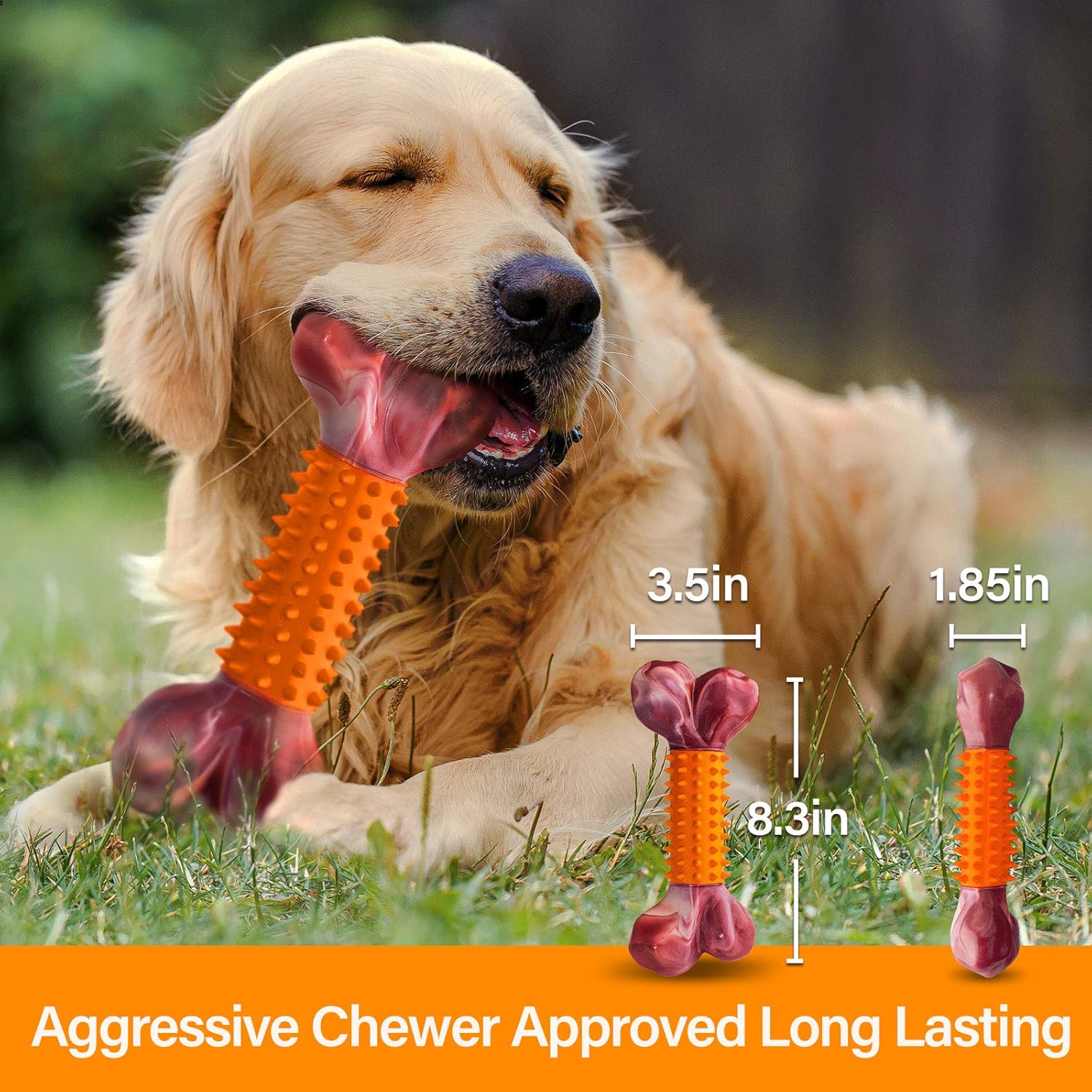 Apasiri Tough Dog Toys for Aggressive Chewers Large Breed, Peanut Butter Flavor Dog Chew Bone, Nylon & Rubber Chew Toy for Medium Large Dogs