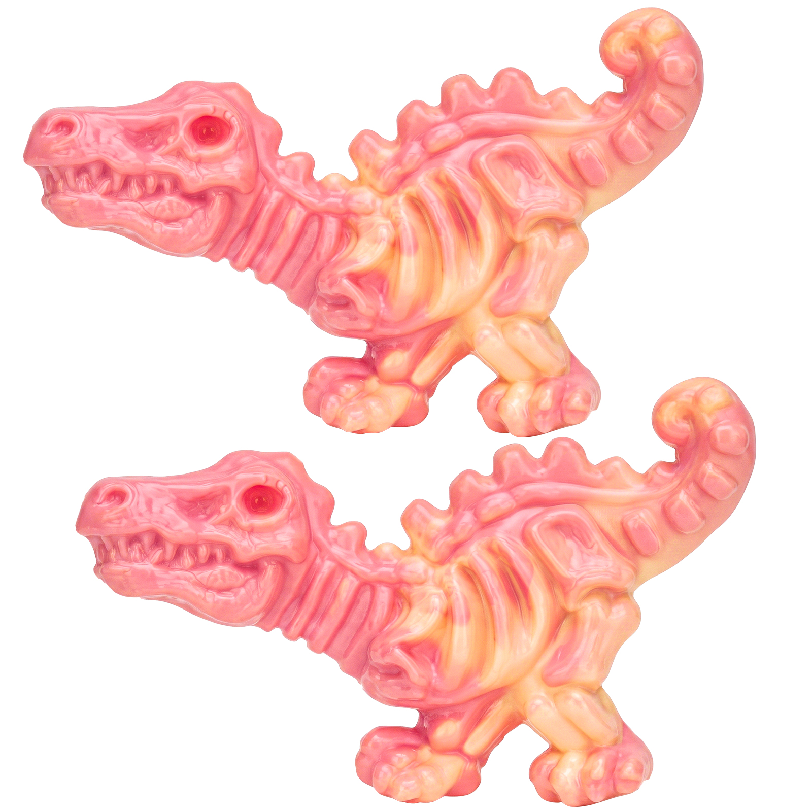 DinoBone 2-Pack Tough Dog Chew Toys for Aggressive Chewers, Bacon, Coral | Rock-Hard Nylon Dinosaur Bones for Large Dogs 20–90 lbs, Almost Indestructible Dog Toys, Helps Redirect Destructive Chewing