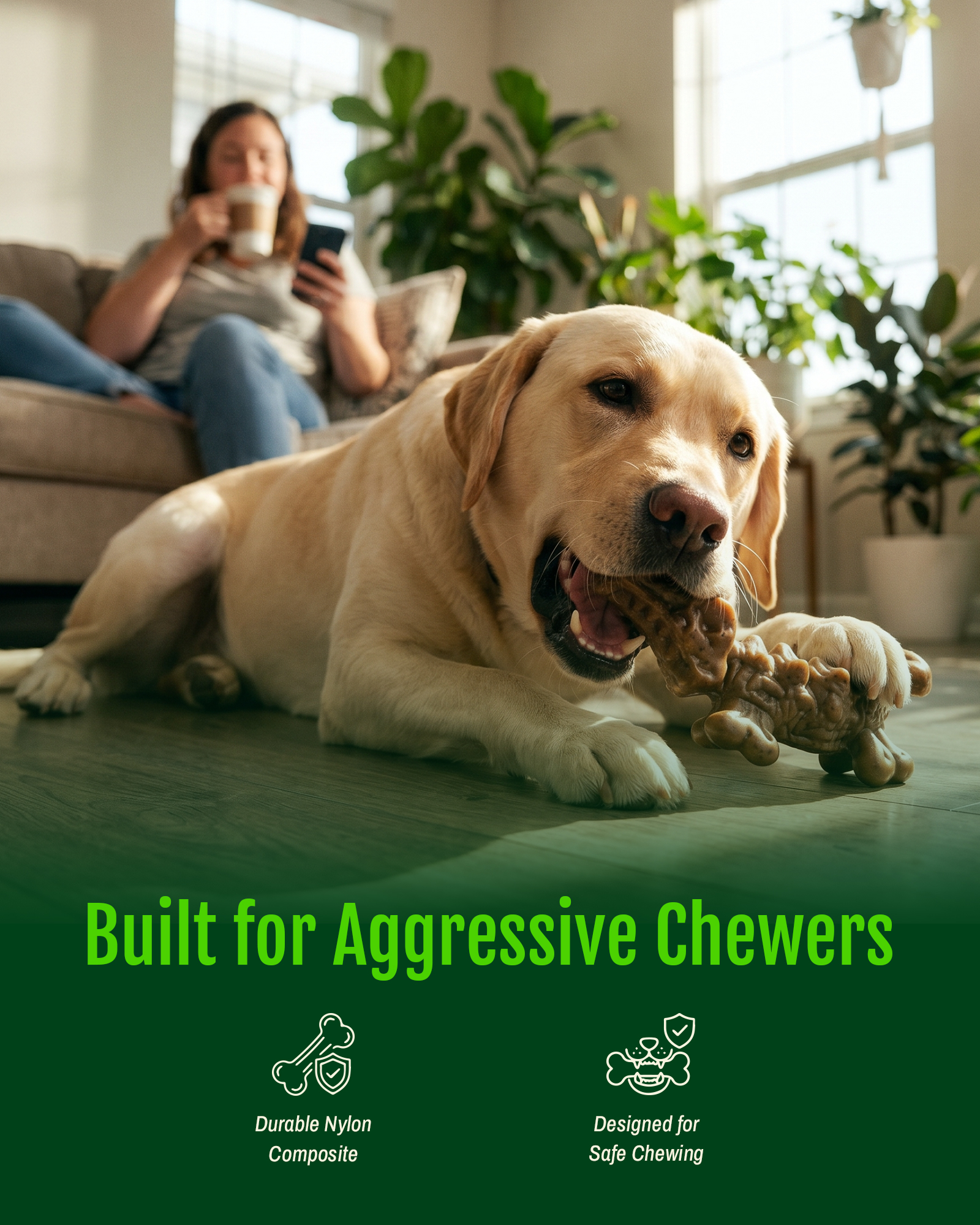 3 Pack Dog Toys for Aggressive Chewers 25-90 lbs,Bacon Flavored | Tough Dog Toys for Medium Large Breeds,Strong Dog Toy, Durable Dog Chew Toys, Nylon Chew Bone Dog Toys to Keep Them Busy