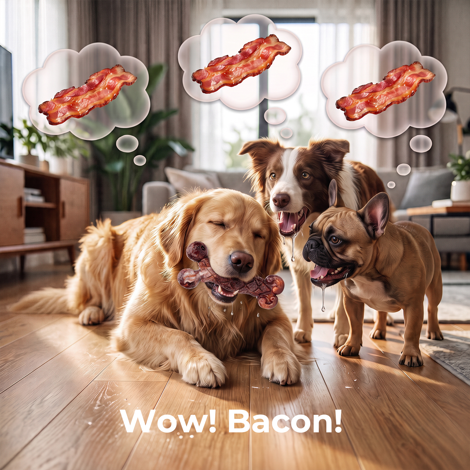 3 Pack Tough Dog Chew Toys for Aggressive Chewers 25-85 lbs, Brown Bacon Flavored, Durable Dog Toys for Medium Large Breeds, Hard Nylon Dog Toy, Reduce Boredom, Teeth Cleaning, Long-Lasting