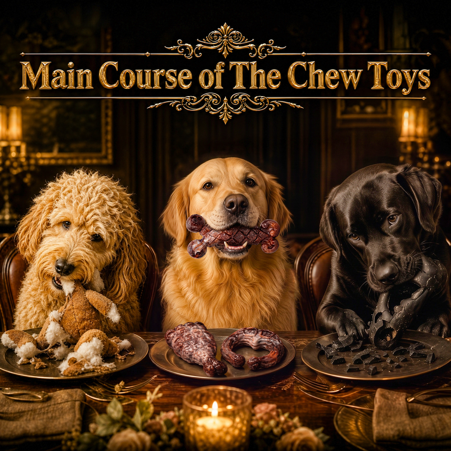 3 Pack Tough Dog Chew Toys for Aggressive Chewers 25-85 lbs, Brown Bacon Flavored, Durable Dog Toys for Medium Large Breeds, Hard Nylon Dog Toy, Reduce Boredom, Teeth Cleaning, Long-Lasting