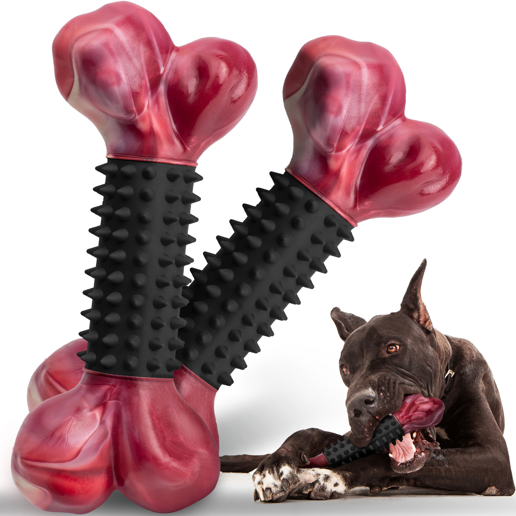 Apasiri Tough Dog Toys for Aggressive Chewers Large Breed, Dog Chew Bone with Bacon Flavor, Nylon & Rubber Chew Toy for Medium Large Dogs