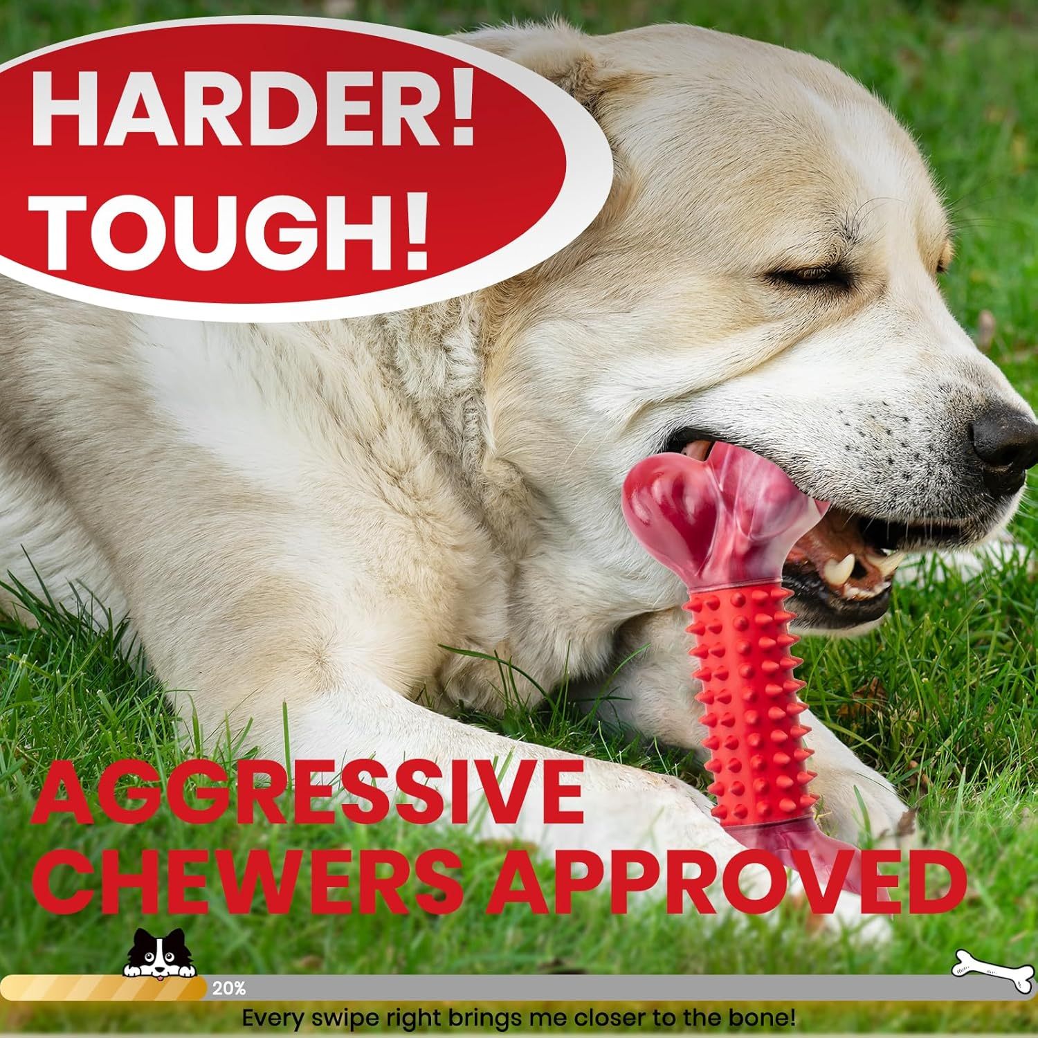 Apasiri Tough Dog Toys for Aggressive Chewers Large Breed, Beef Flavor Dog Chew Bone, Nylon & Rubber Chew Toy for Medium Large Dogs