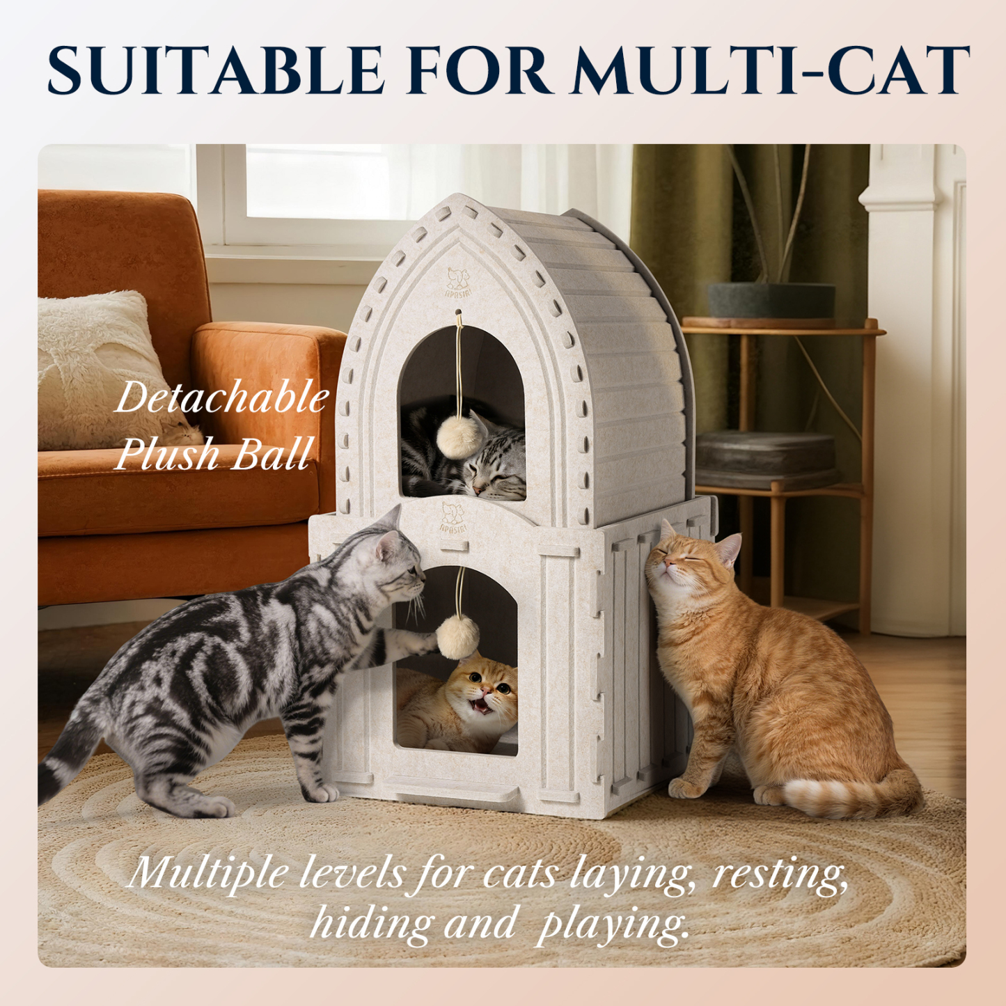 Apasiri 2-Story Cat House for Indoor Cats Double