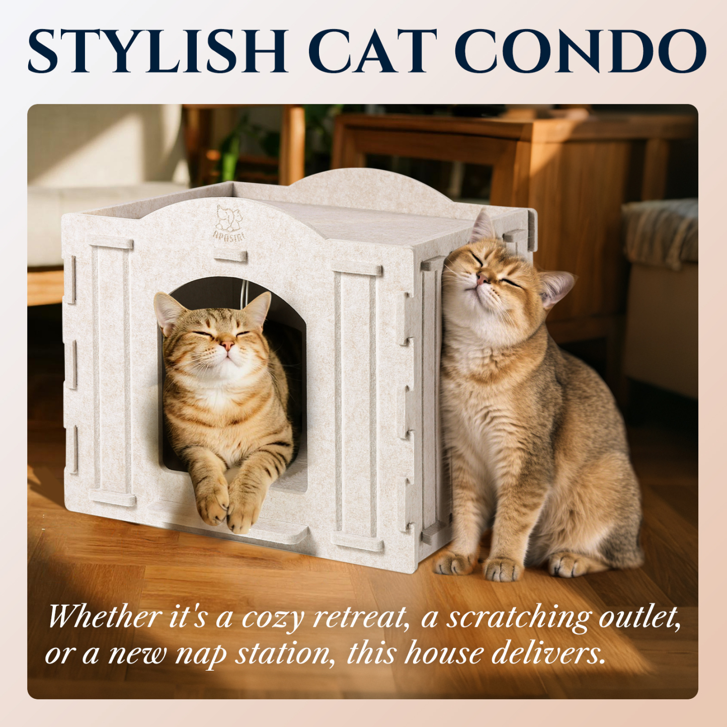 Apasiri 2-Story Cat House for Indoor Cats  Single-Flat Roof