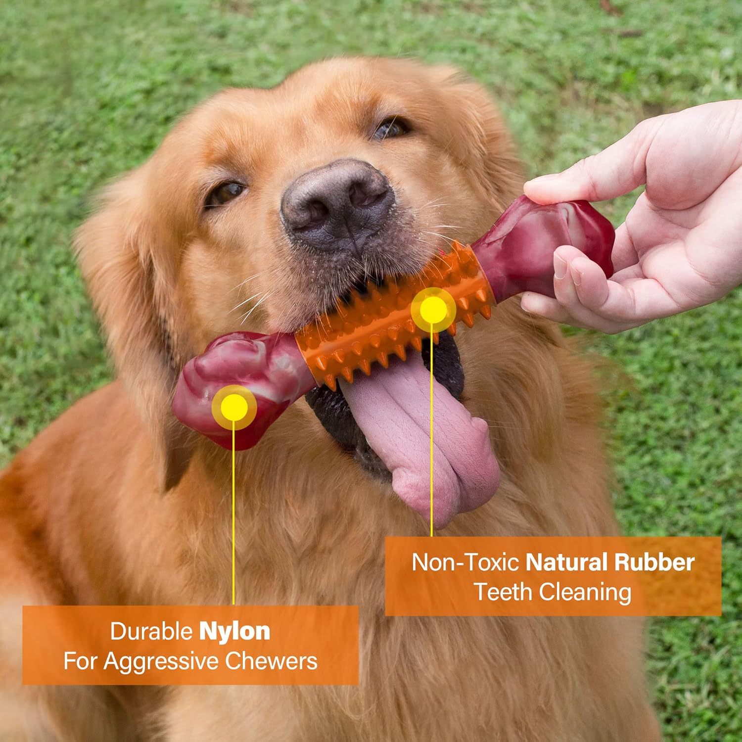 Apasiri Tough Dog Toys for Aggressive Chewers Large Breed, Peanut Butter Flavor Dog Chew Bone, Nylon & Rubber Chew Toy for Medium Large Dogs