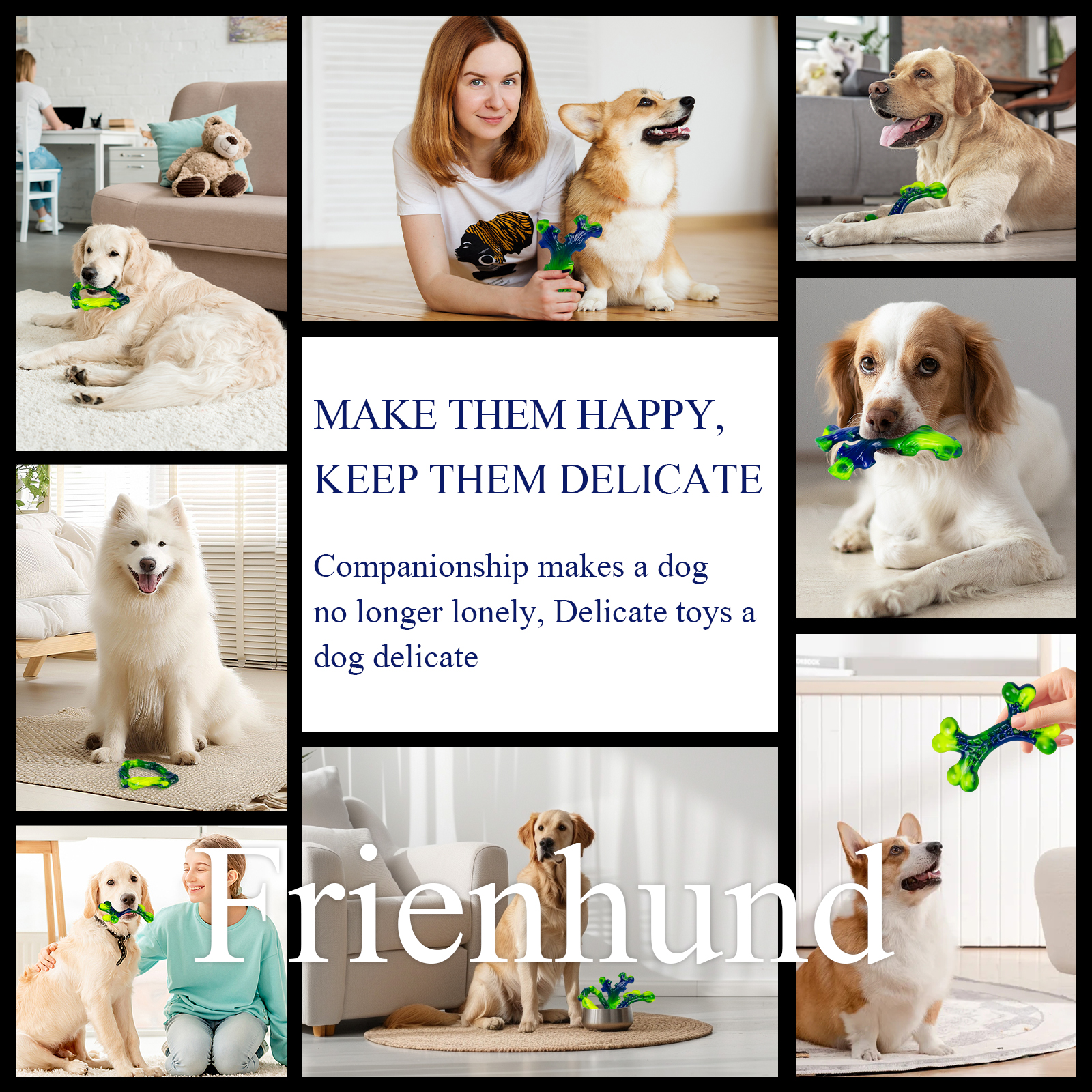 Frienhund by Apasiri Tough Dog Toys for Aggressive Chewers Model 315 Peanut