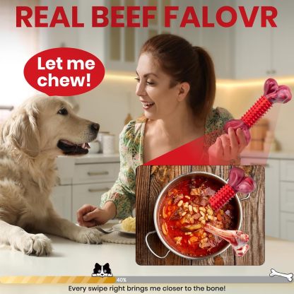 Apasiri Tough Dog Toys for Aggressive Chewers Large Breed, Beef Flavor Dog Chew Bone, Nylon & Rubber Chew Toy for Medium Large Dogs