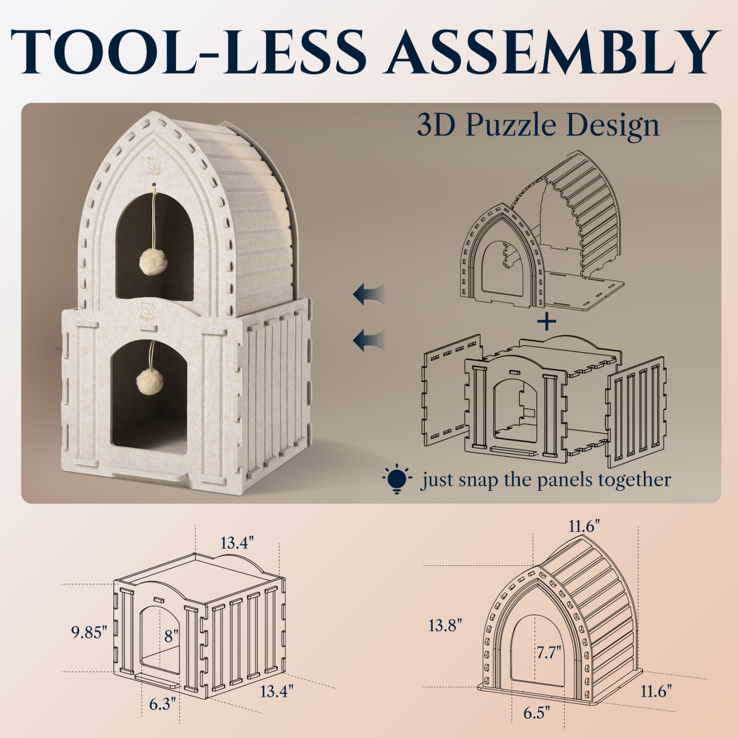 Apasiri 2-Story Cat House for Indoor Cats Double