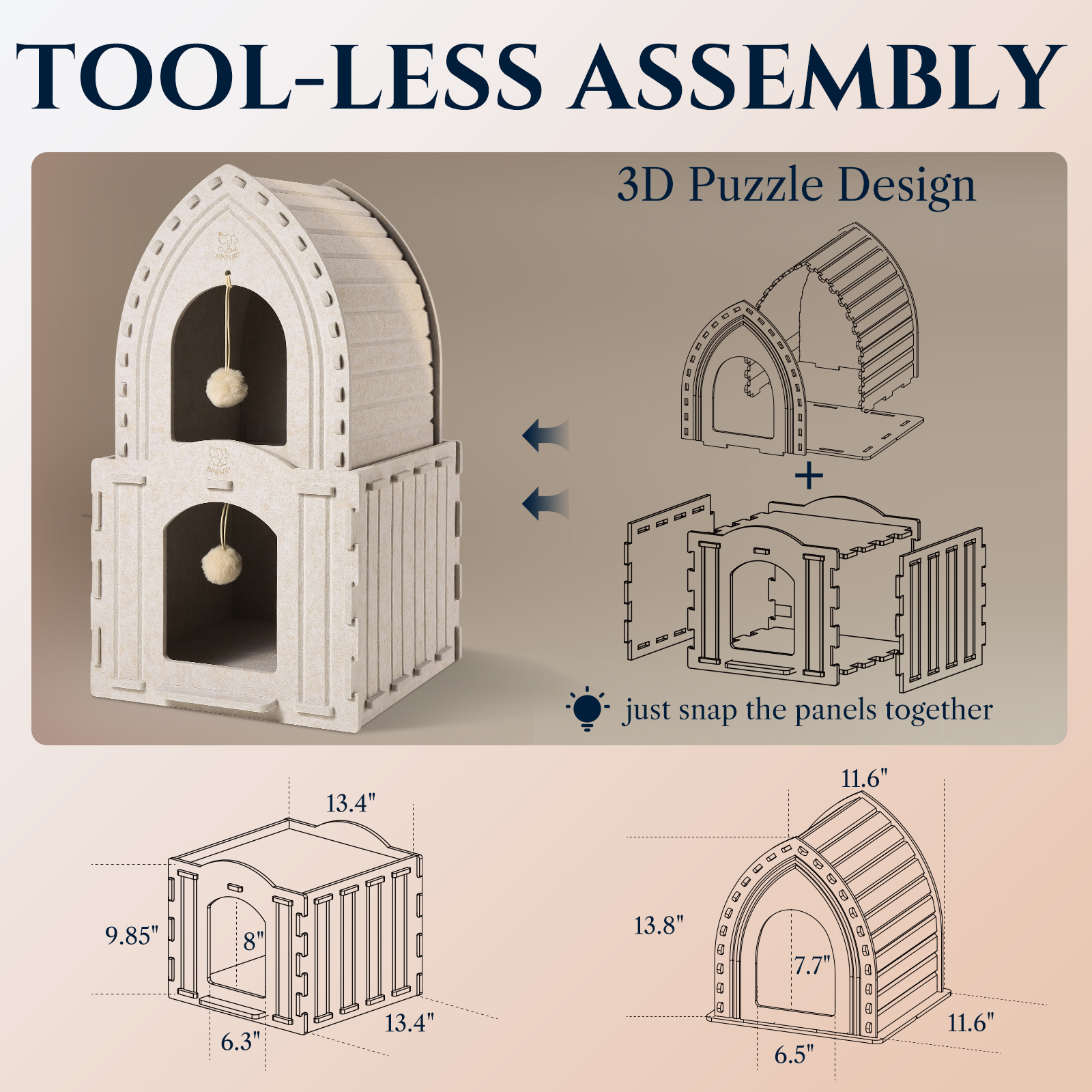 Apasiri 2-Story Cat House for Indoor Cats Double
