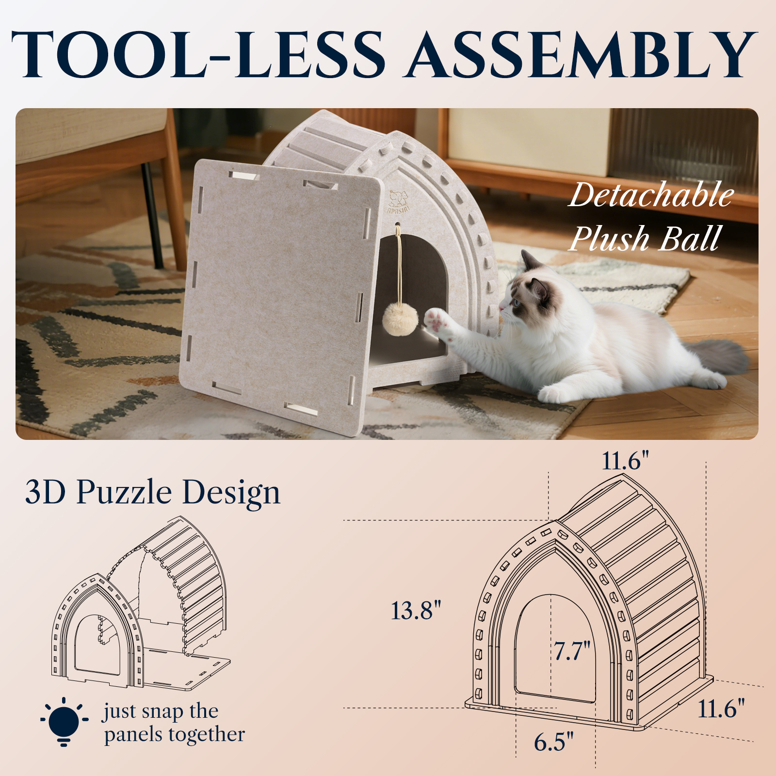 Apasiri Cat Beds for Indoor Cats  Single-Triangle Roof