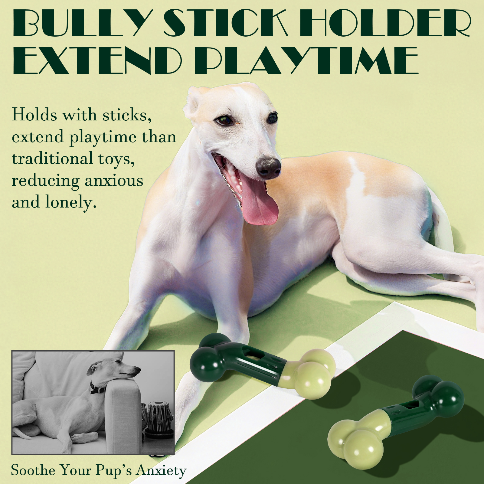 Apasiri Bully Stick Holder for Aggressive Chewers : Green