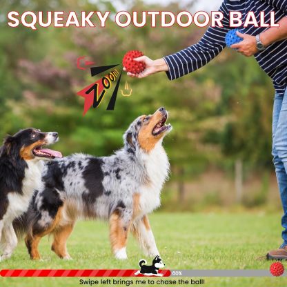 Apasiri Beef-Flavored Durable Dog Ball for Aggressive Chewers, Tough Squeaky Rubber Toy for Pitbulls Large & Medium Breeds