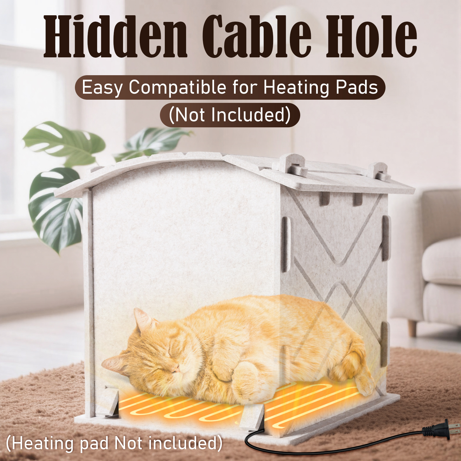 ChienBox：Felt Cat House Indoor: Removable Cat house with Soothing Scratch Arch