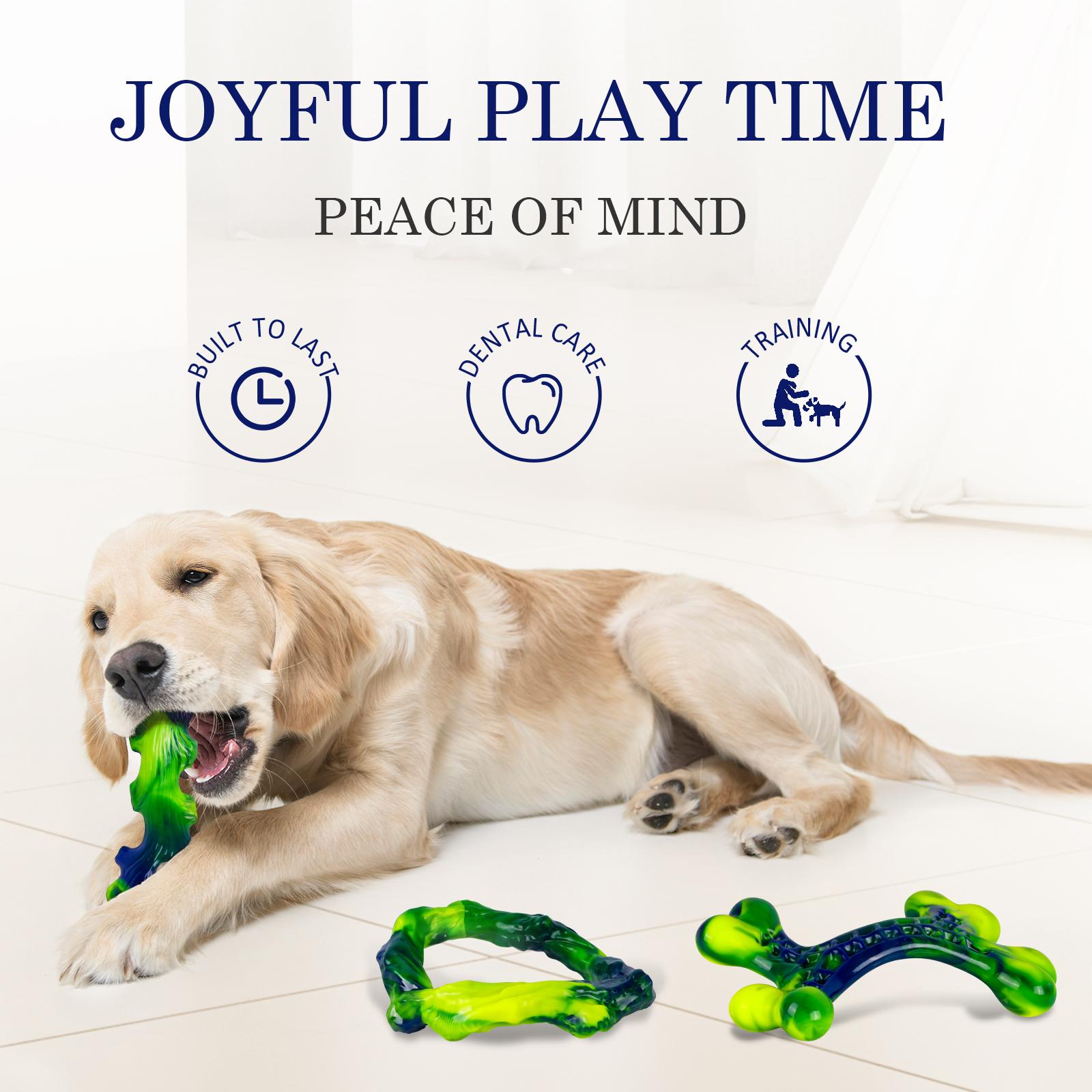 3 Pack Tough Dog Chew Toys – Indestructible Dog Toys for Aggressive Chewers, Durable Nylon Bones for Large & Medium Dogs