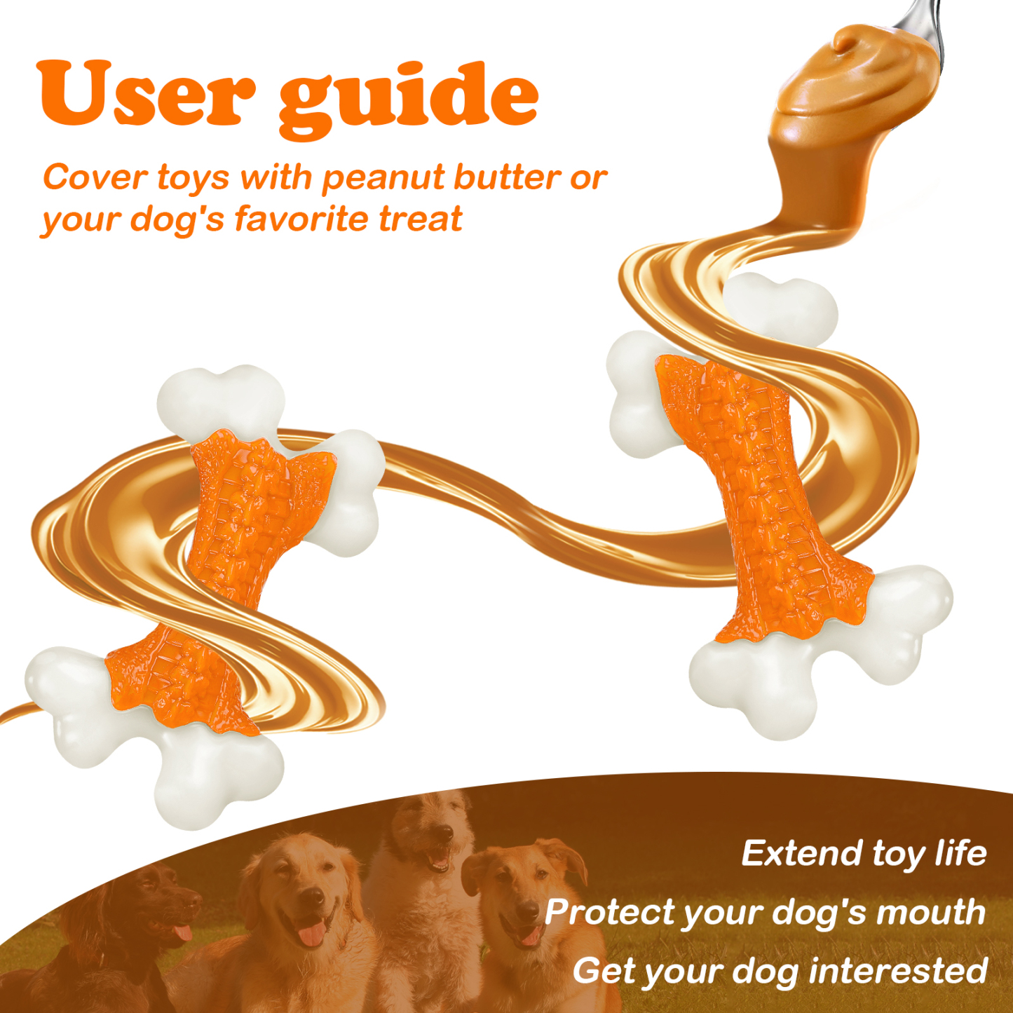 Kseroo by Apasiri Tough Dog Toys, Toys for Aggressive Chewers Large Breed, Chew Dogs, Bone Toy Nylon Dogs Almost Indestructible，Flavor Peanut Butter