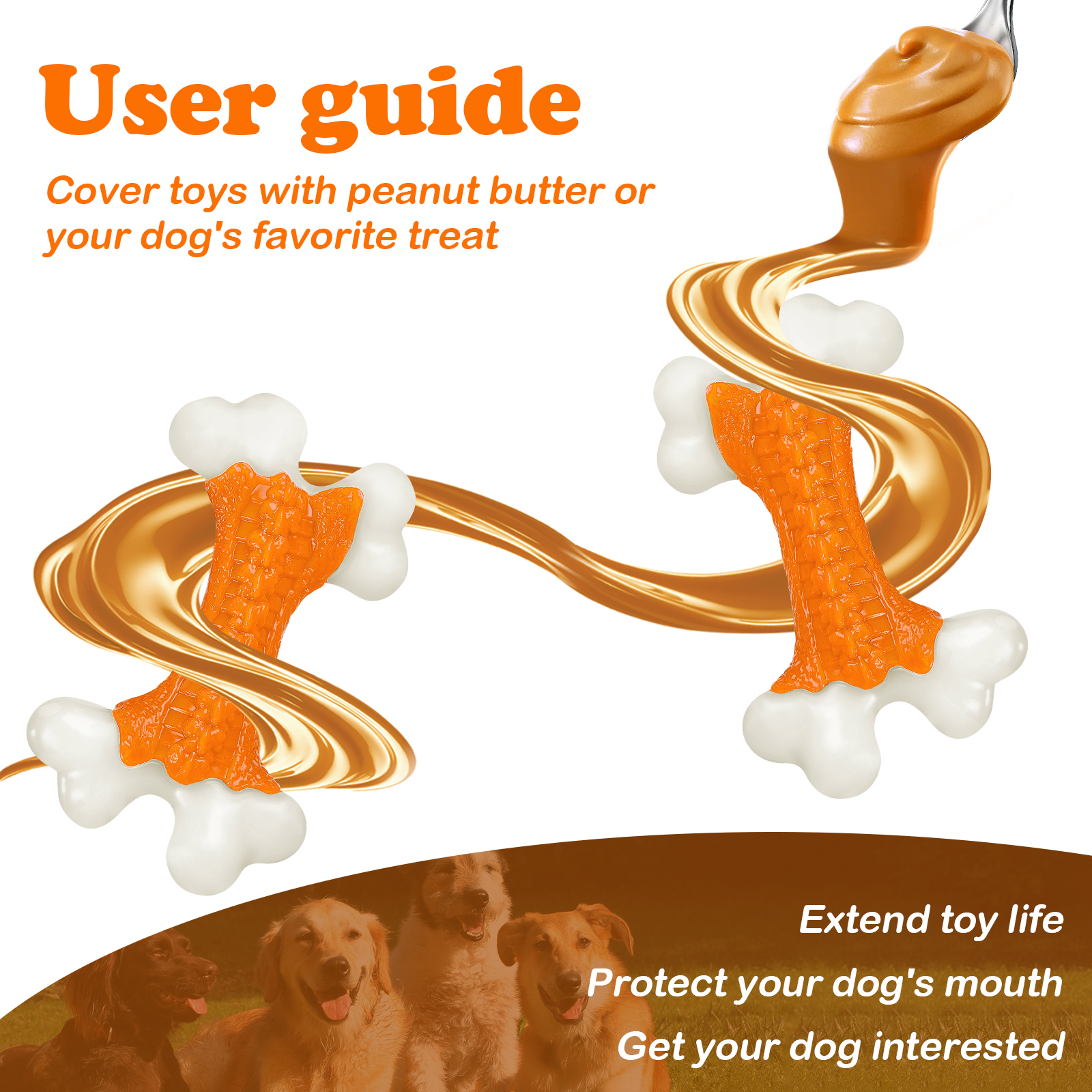 Kseroo by Apasiri Tough Dog Toys, Toys for Aggressive Chewers Large Breed, Chew Dogs, Bone Toy Nylon Dogs Almost Indestructible，Flavor Peanut Butter