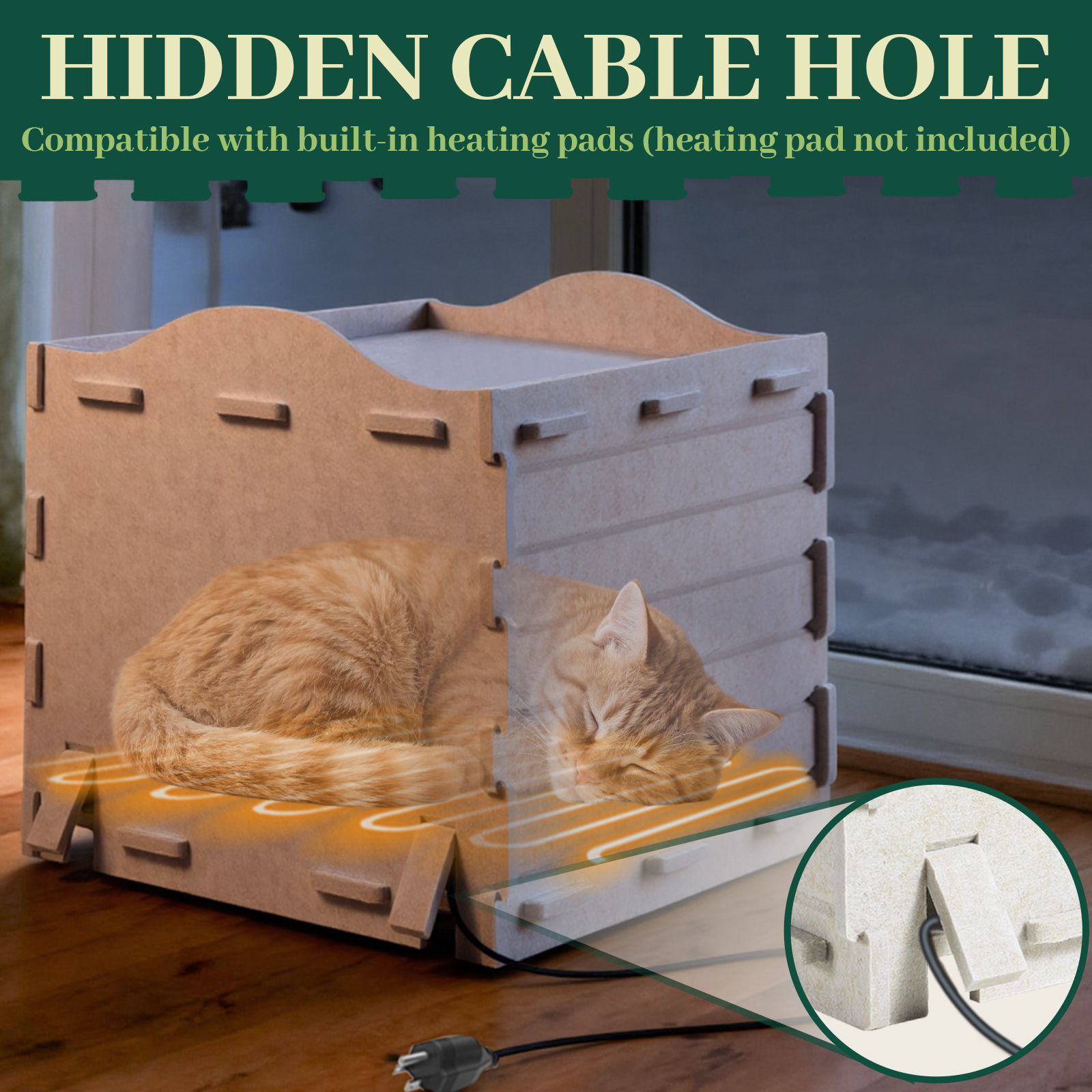 Apasiri Cat Beds for Indoor Cats ACH02 : Innovative Polyester Fiber Cat House, Cat Bed Cave for Indoor Cats, Ultra-Strong Load-Bearing Capacity, Sturdy and Scratch-Resistant, Compatible with Heating Pads