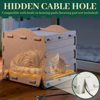 Apasiri Cat Beds for Indoor Cats ACH02 : Innovative Polyester Fiber Cat House, Cat Bed Cave for Indoor Cats, Ultra-Strong Load-Bearing Capacity, Sturdy and Scratch-Resistant, Compatible with Heating Pads