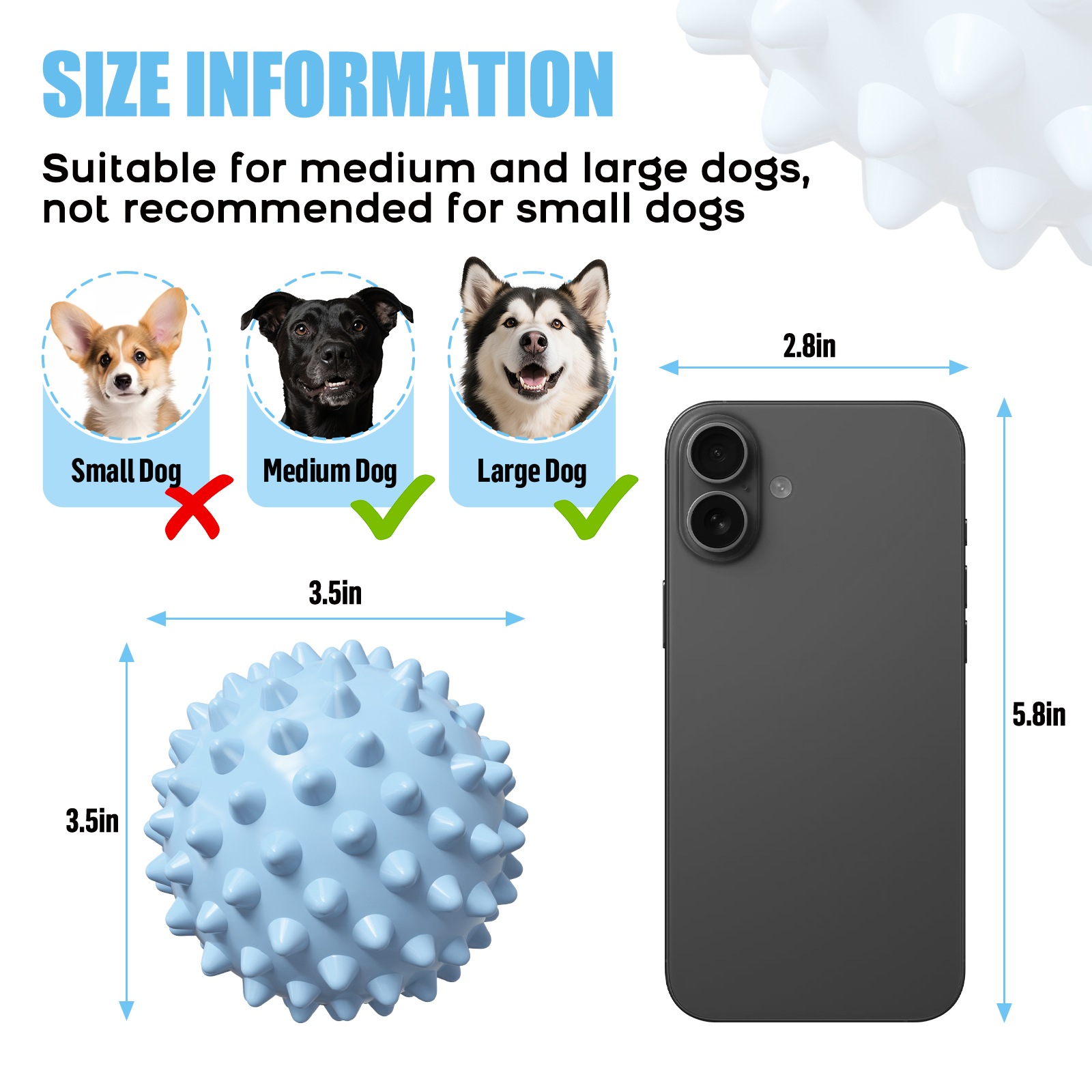 Apasiri Tough Dog Chew Toys for Aggressive Chewers - Squeaky Balls with Bacon Flavor Indestructible Ballsfor Dogs