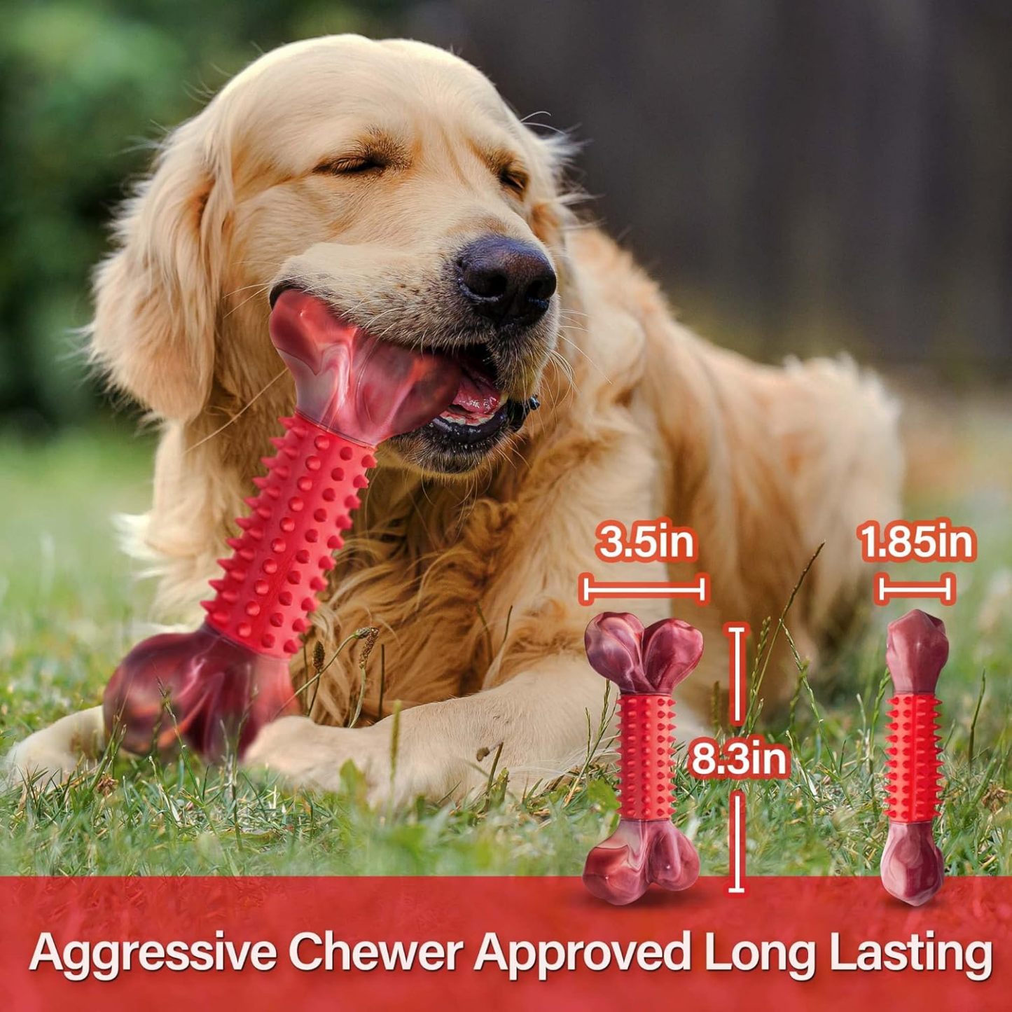 Apasiri Tough Dog Toys for Aggressive Chewers Large Breed, Beef Flavor Dog Chew Bone, Nylon & Rubber Chew Toy for Medium Large Dogs