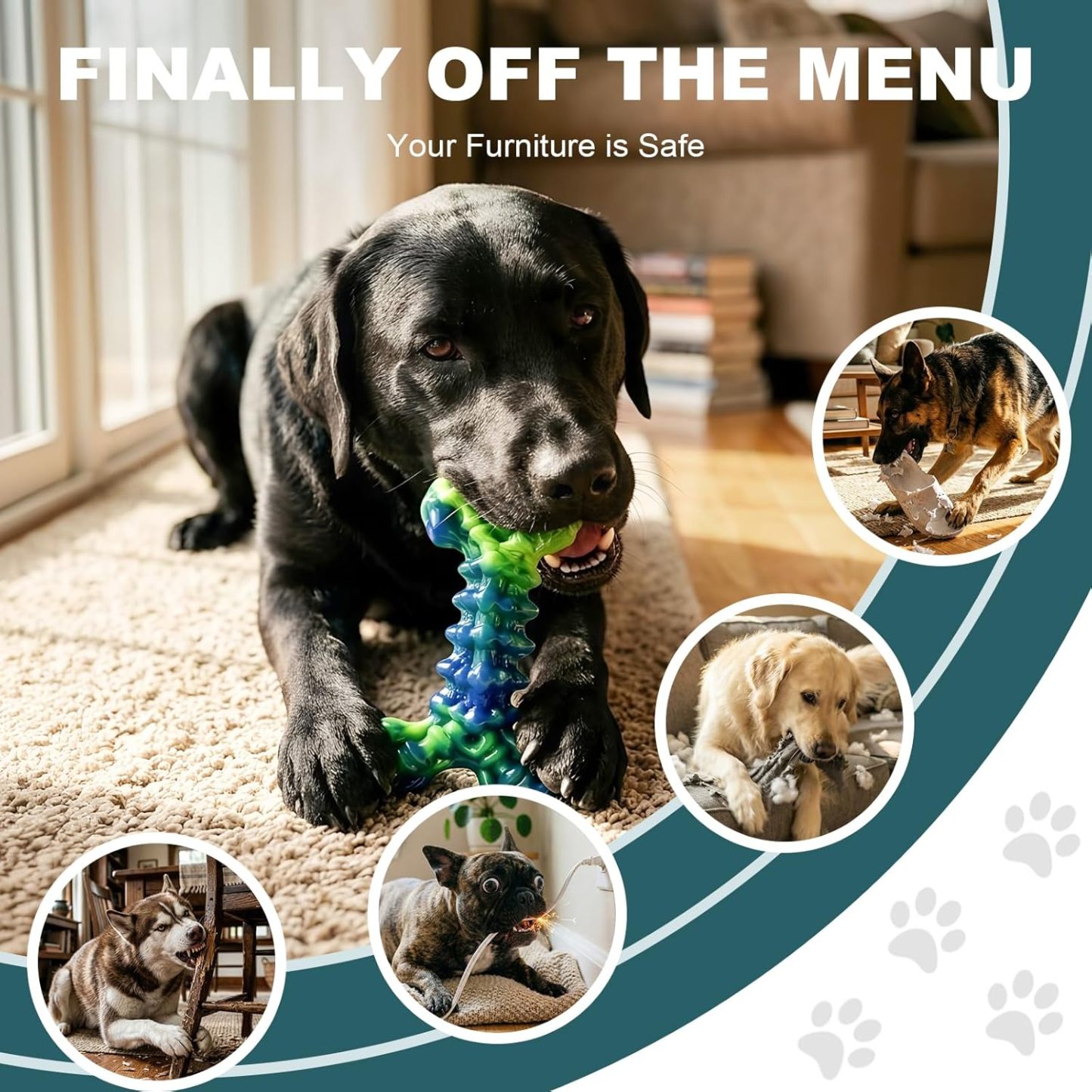 Dog Toys for Aggressive Chewers – 3 Pack Tough Chew Toys for Medium Large Breed 25-80lbs, Strong Durable Dog Bones to Keep Them Busy