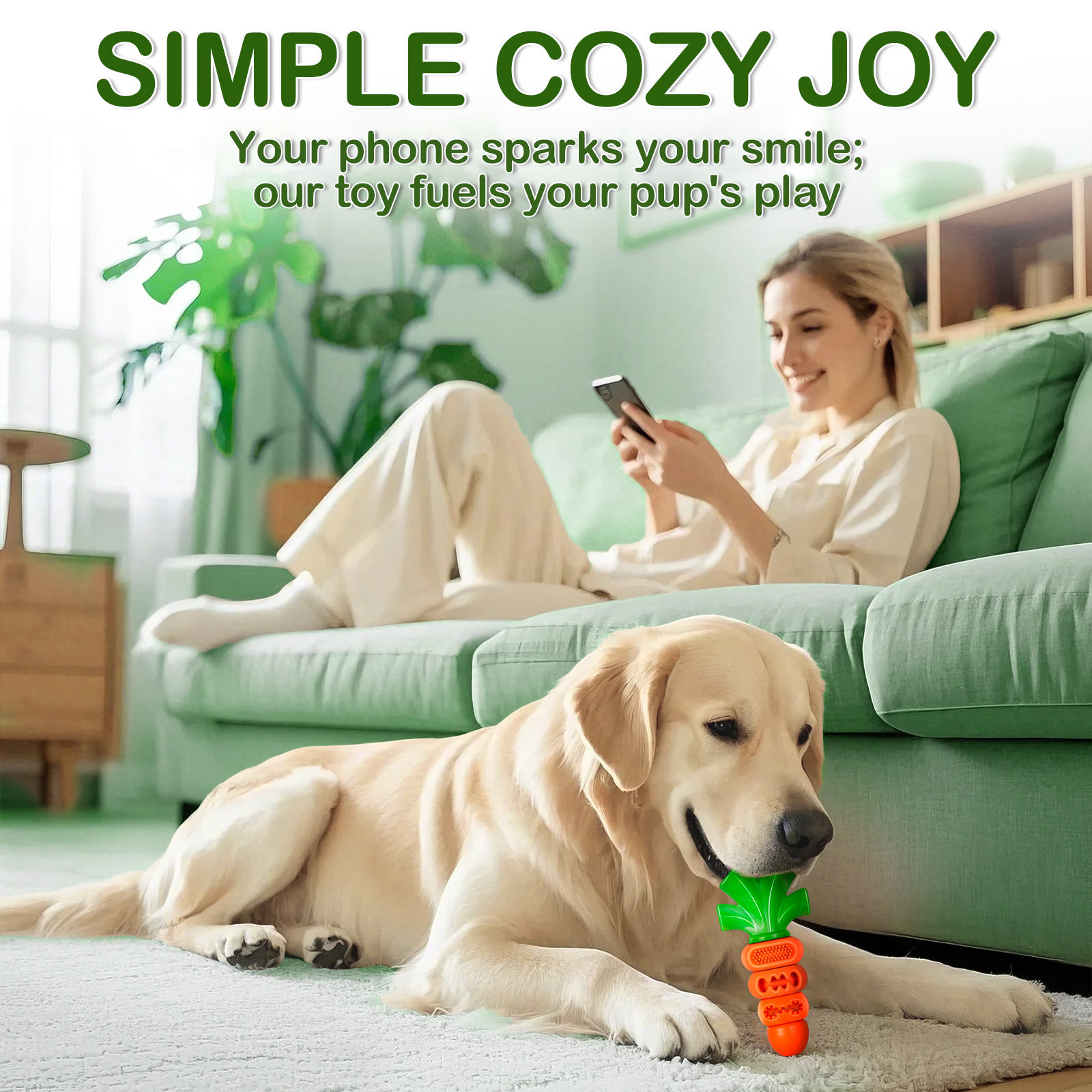 Frienhund by Apasiri Carrot-Shaped Dog Toy for Large Medium Breed 20-70lbs