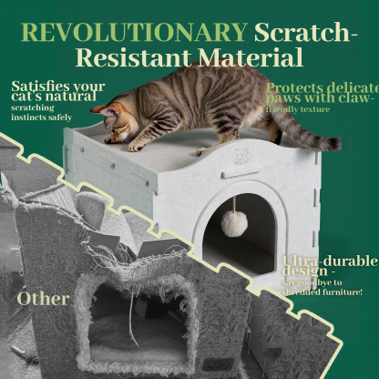 Apasiri Cat Beds for Indoor Cats ACH02 : Innovative Polyester Fiber Cat House, Cat Bed Cave for Indoor Cats, Ultra-Strong Load-Bearing Capacity, Sturdy and Scratch-Resistant, Compatible with Heating Pads