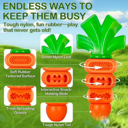 Frienhund by Apasiri Carrot-Shaped Dog Toy for Large Medium Breed 20-70lbs