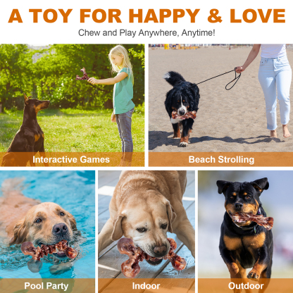 3 Pack Indestructible Dog Chew Toys for Aggressive Chewers, Tough Hard Nylon Dog Toys for Medium Large Breeds, Bacon Flavored Durable Dog Toys to Keep Dogs Busy & Relieve Boredom