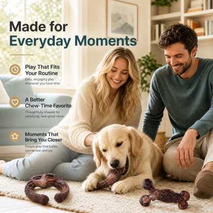 3 Pack Tough Dog Chew Toys for Aggressive Chewers 25-85 lbs, Brown Bacon Flavored, Durable Dog Toys for Medium Large Breeds, Hard Nylon Dog Toy, Reduce Boredom, Teeth Cleaning, Long-Lasting