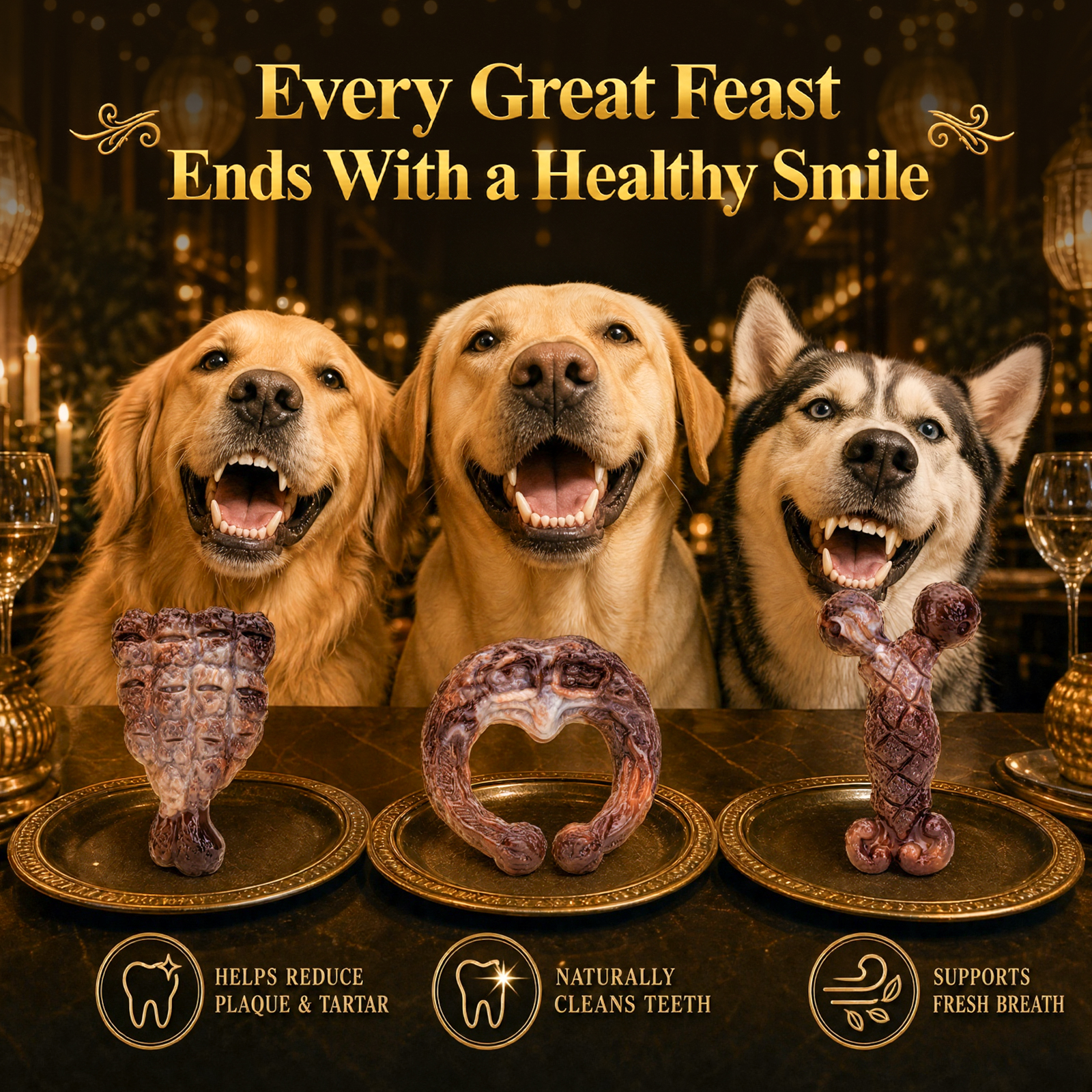 3 Pack Tough Dog Chew Toys for Aggressive Chewers 25-85 lbs, Brown Bacon Flavored, Durable Dog Toys for Medium Large Breeds, Hard Nylon Dog Toy, Reduce Boredom, Teeth Cleaning, Long-Lasting