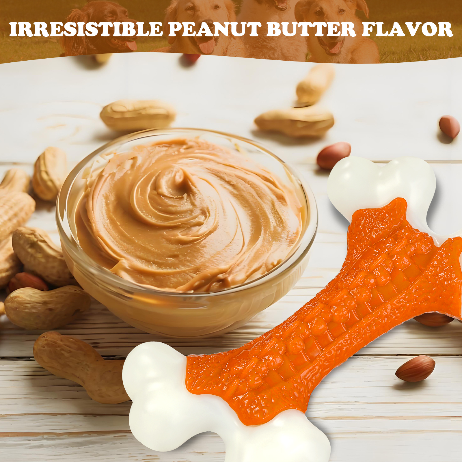 Kseroo by Apasiri Tough Dog Toys, Toys for Aggressive Chewers Large Breed, Chew Dogs, Bone Toy Nylon Dogs Almost Indestructible，Flavor Peanut Butter