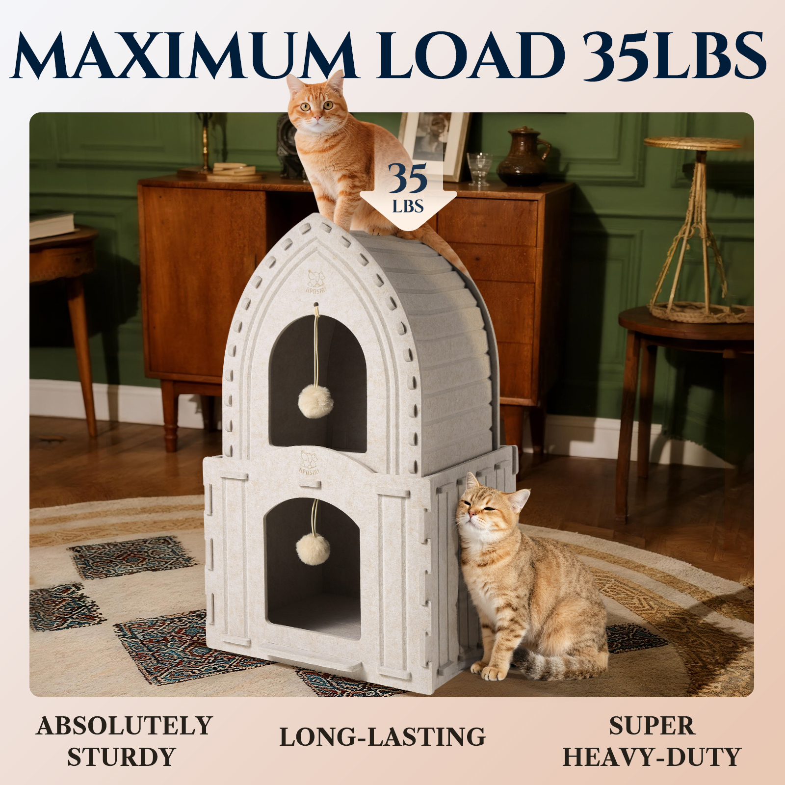 Apasiri 2-Story Cat House for Indoor Cats Double