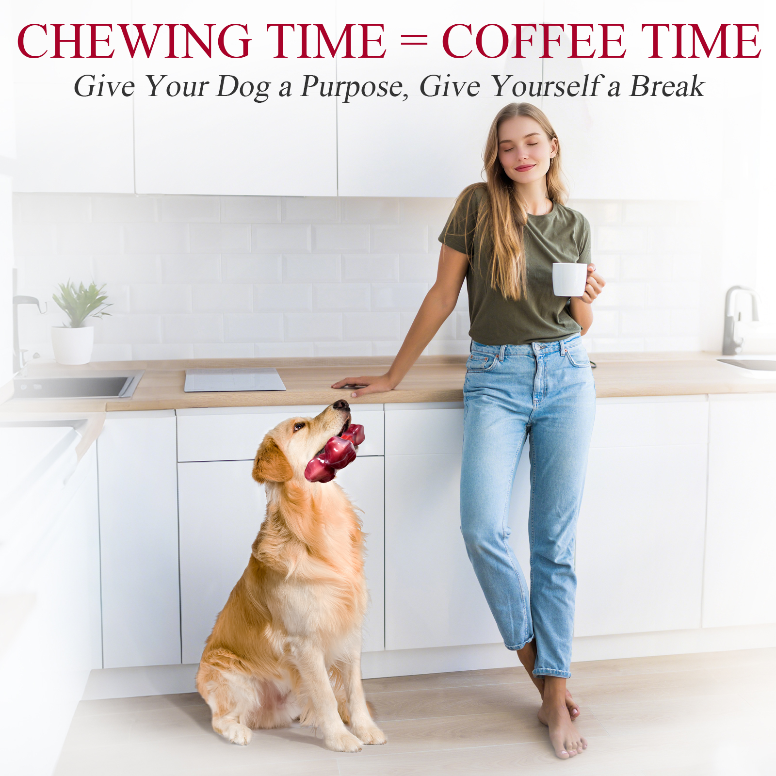 Apasiri Dog Toys for Aggressive Chewers with Beef Flavor: 4-Pack Dog Bones for Large Dogs