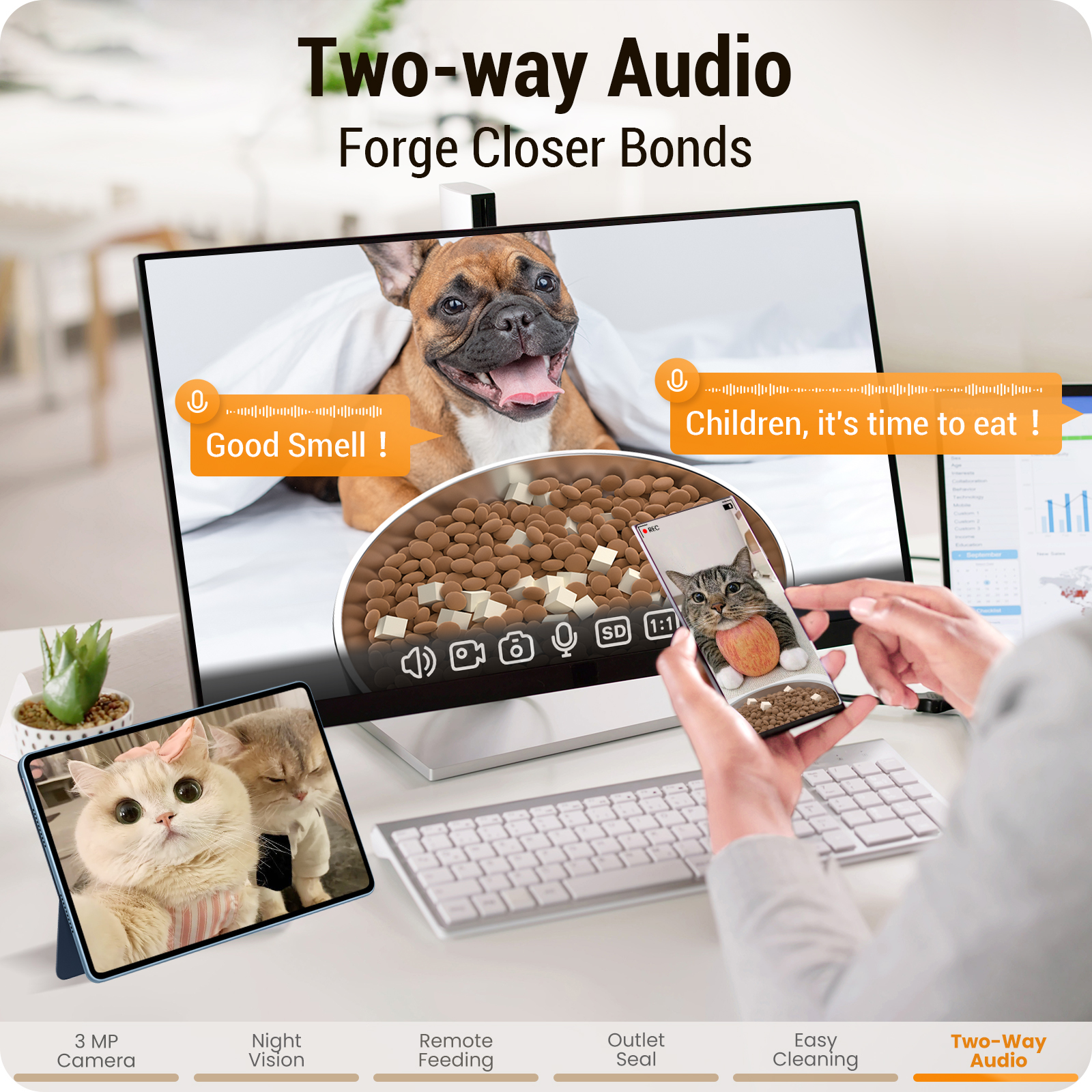 5L Automatic Cat Feeder with 2K HD Camera: 5G WiFi Automatic Dog Feeder with Night Vision