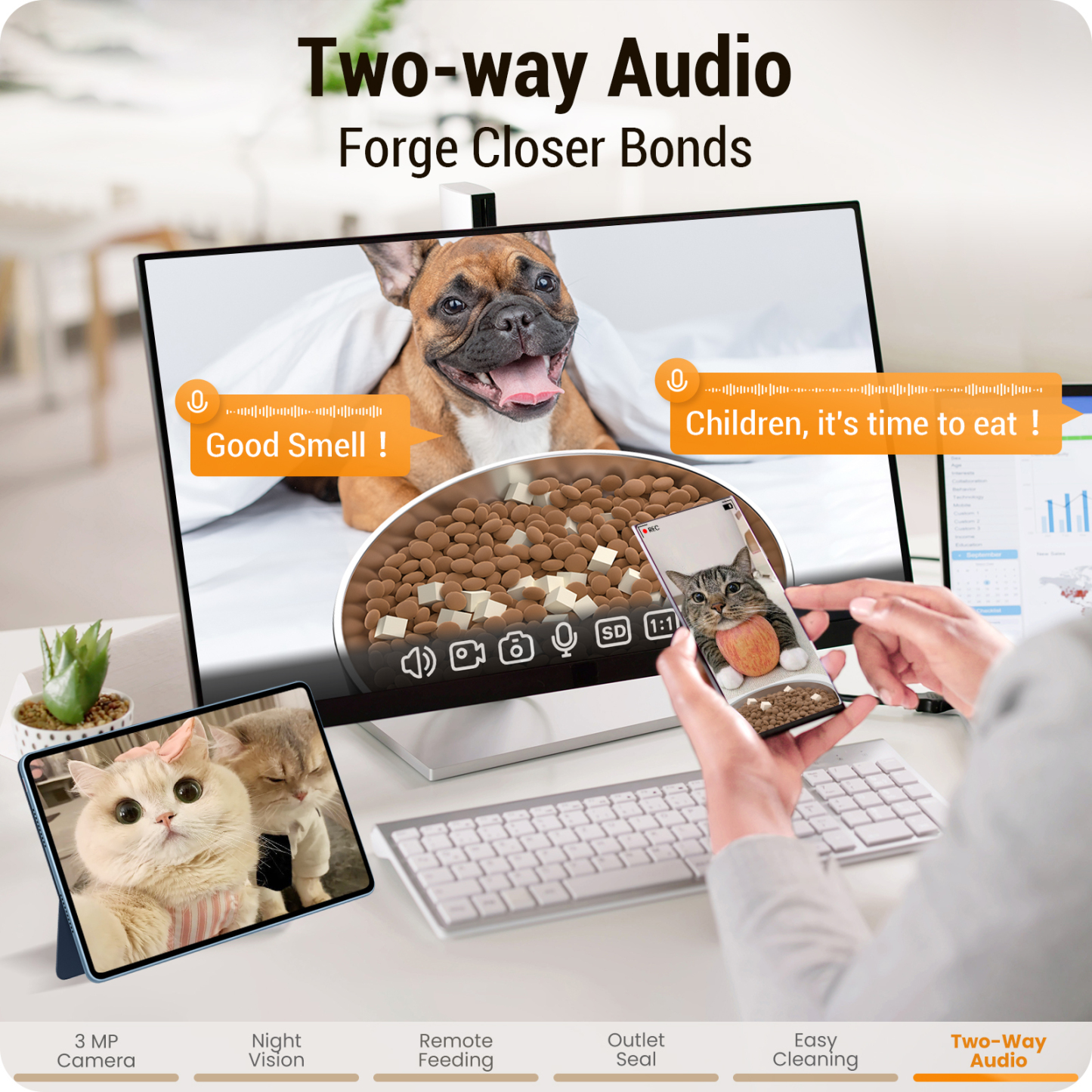 5L Automatic Cat Feeder with 2K HD Camera: 5G WiFi Automatic Dog Feeder with Night Vision