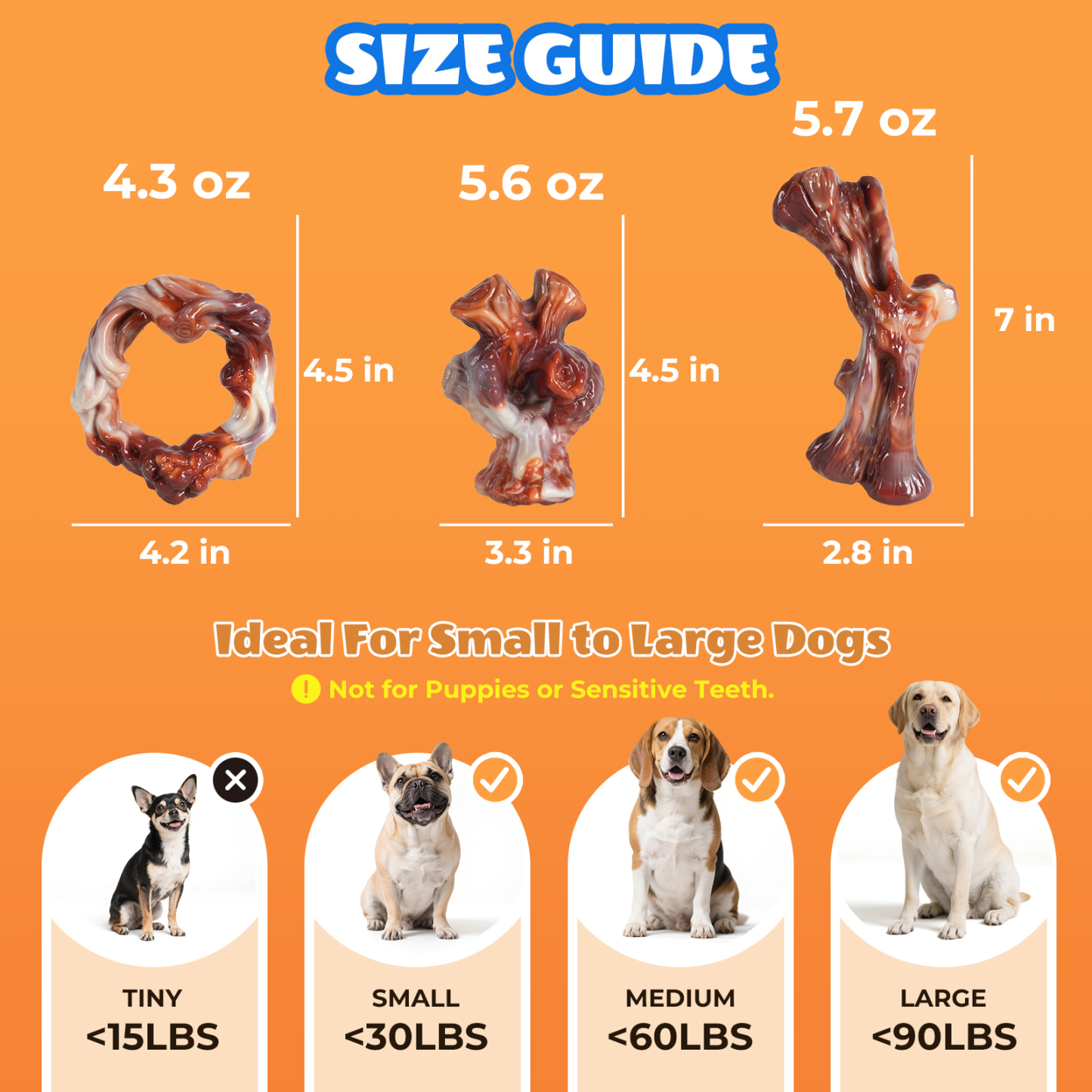 Dog Toys for Aggressive Chewers: Gift Box with 3 Pack Dog Chew Toys