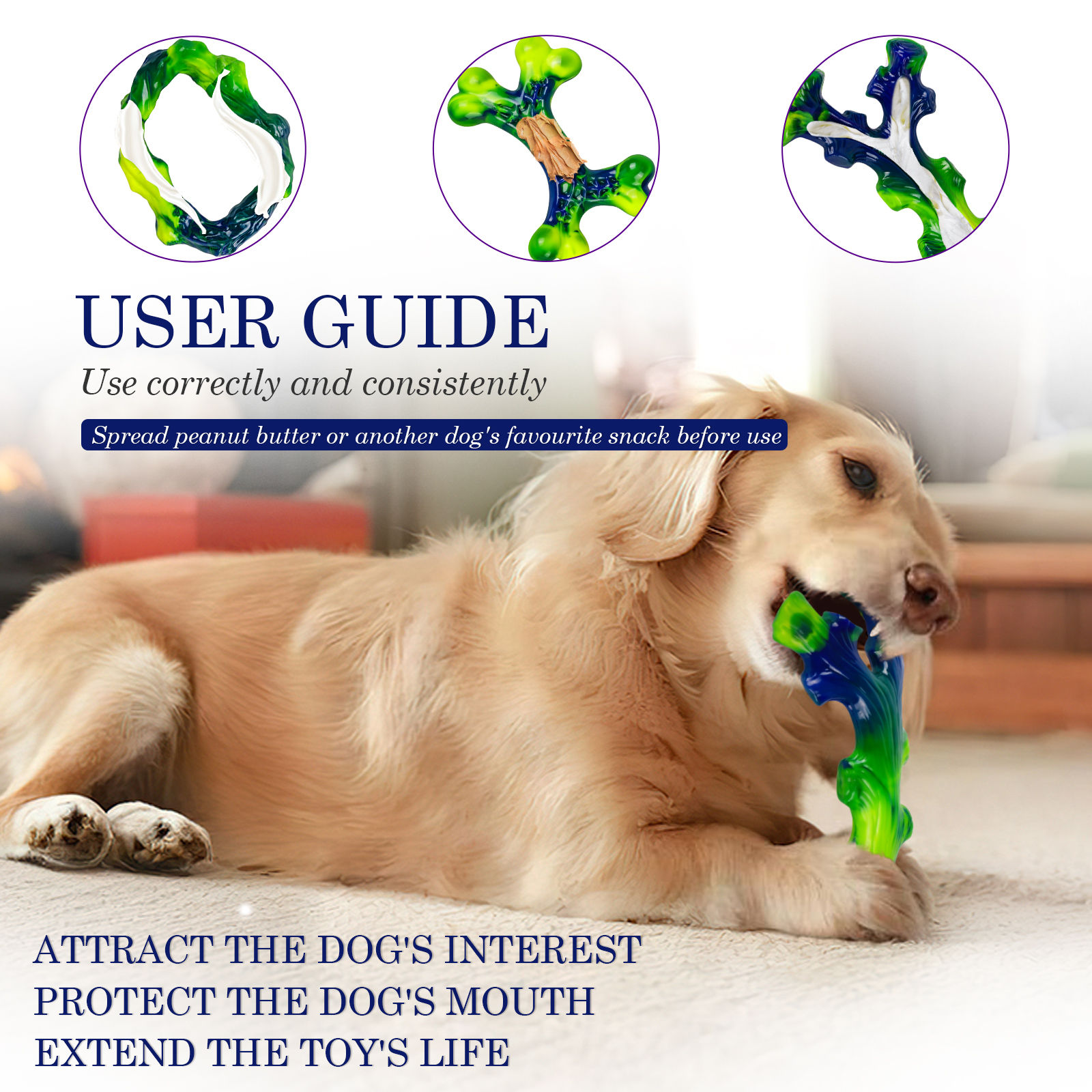 3 Pack Tough Dog Chew Toys – Indestructible Dog Toys for Aggressive Chewers, Durable Nylon Bones for Large & Medium Dogs