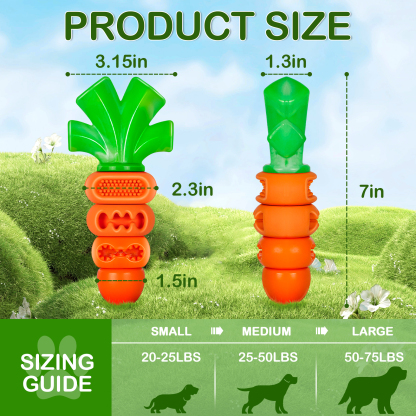 Frienhund by Apasiri Carrot-Shaped Dog Toy for Large Medium Breed 20-70lbs