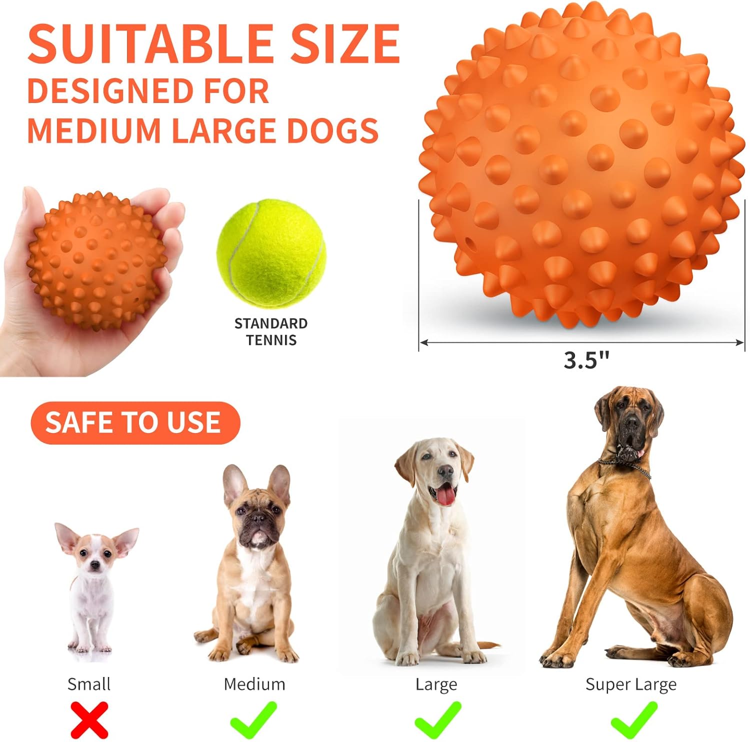Apasiri Dog Balls for Aggressive Chewers, Dog Toys for Aggressive Chewers ：Butter 2 Pack