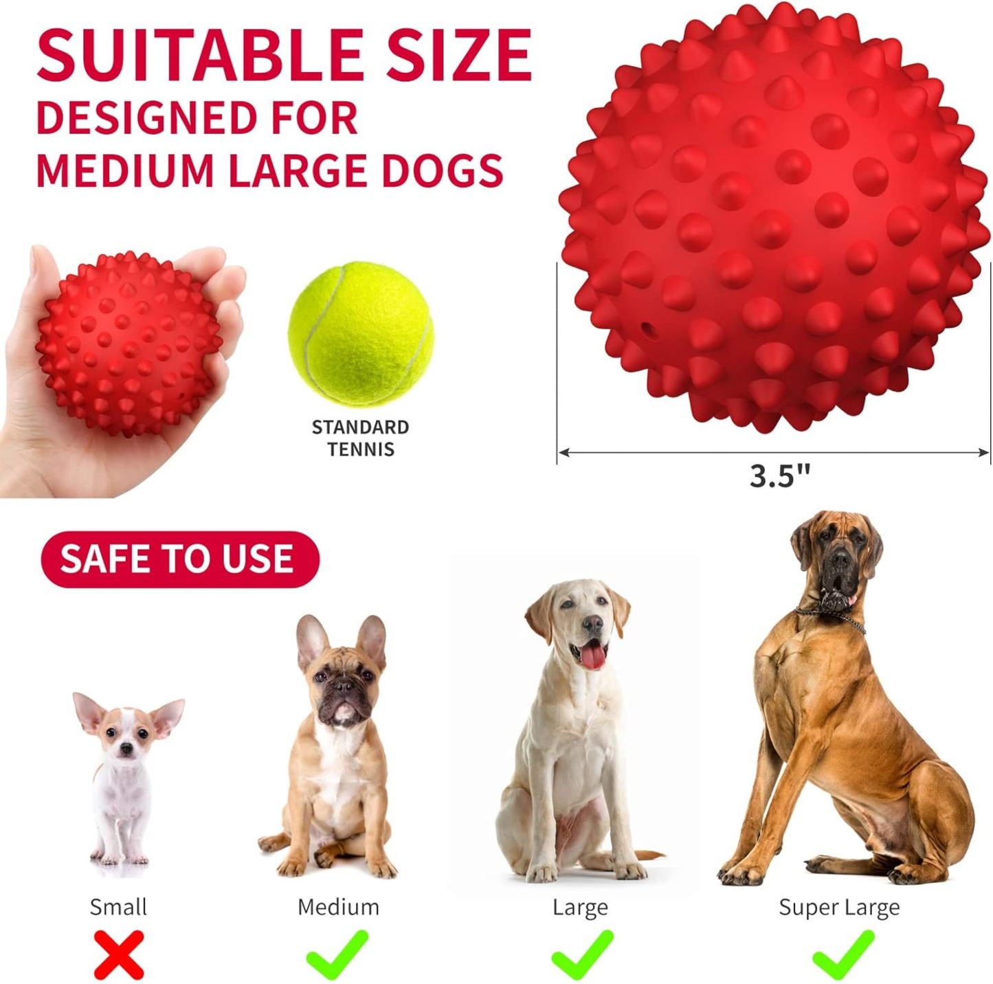 Apasiri Dog Balls Squeaky Dog Toys for Large Dogs, Dog Toys for Aggressive Chewers ：Beef Flavor, Pack of 3