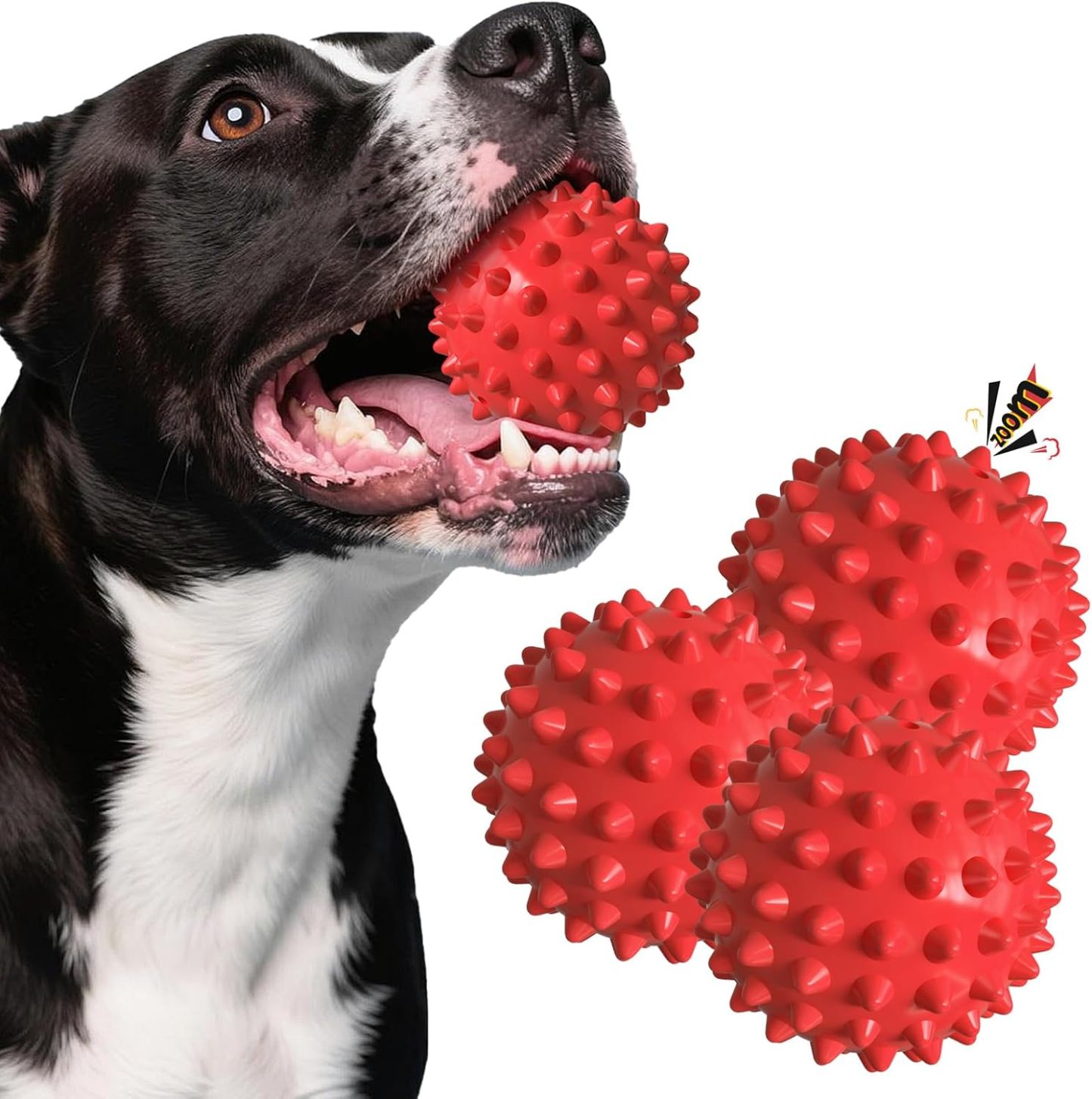 Apasiri Dog Balls Squeaky Dog Toys for Large Dogs, Dog Toys for Aggressive Chewers ：Beef Flavor, Pack of 3