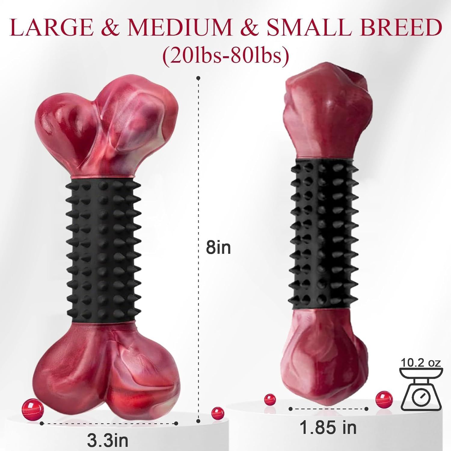 Apasiri Tough Dog Toys for Aggressive Chewers Large Breed, Dog Chew Bone with Bacon Flavor, Nylon & Rubber Chew Toy for Medium Large Dogs